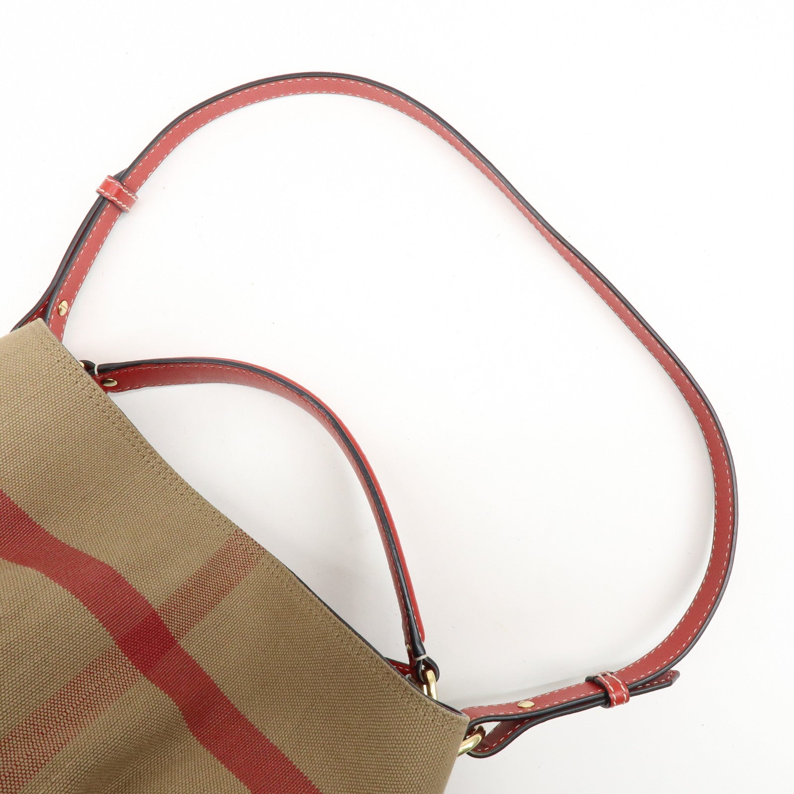 Burberry Nova Plaid Canvas Leather 2Way Shoulder Hand Bag Beige