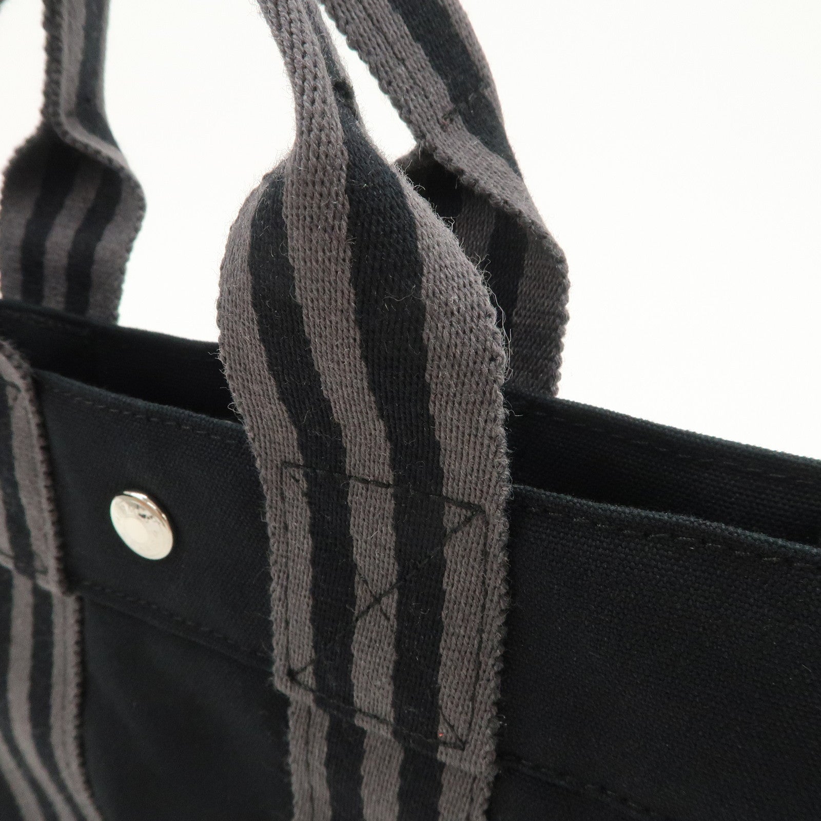 HERMES Fourre Tout PM Cotton Tote Bag Hand Bag Black