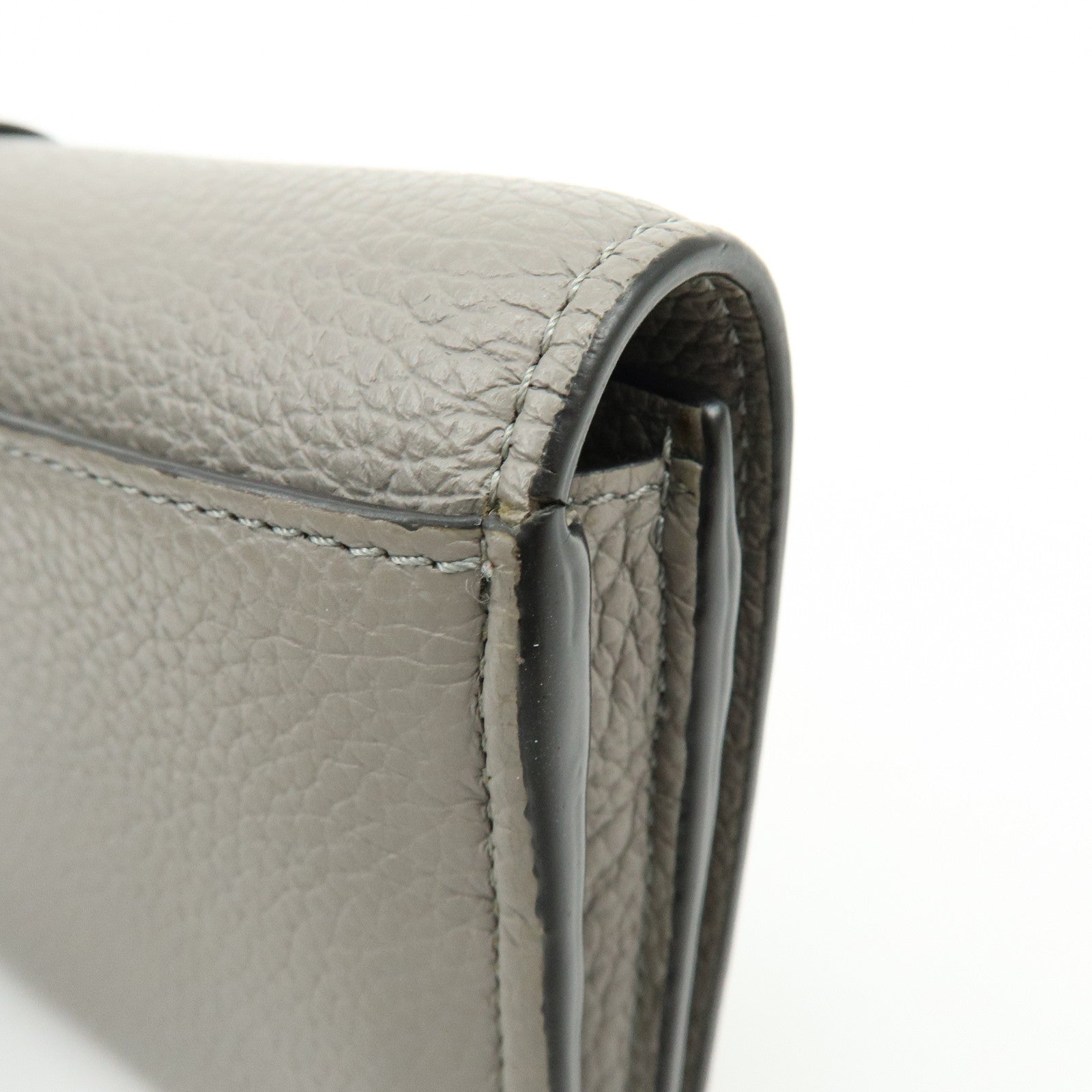 Chloe Alphabet Leather Flap Long Wallet C Charm Gray