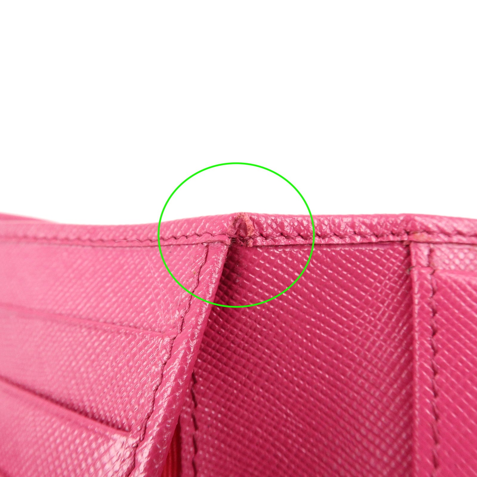 PRADA Triangle Logo Nylon Saffiano Leather Tri-Fold Wallet Pink 1M0170 Used