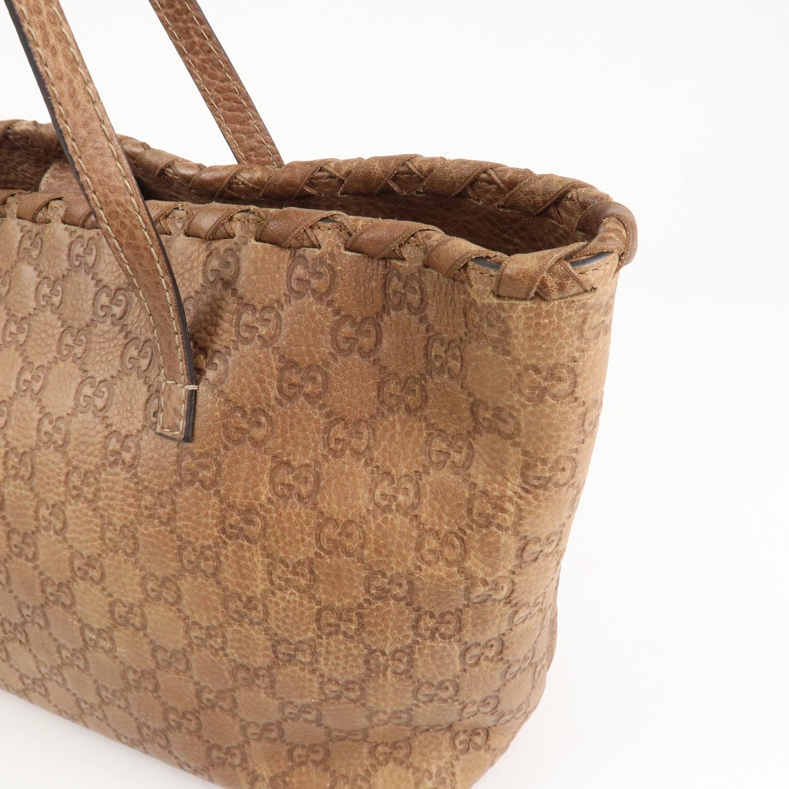 GUCCI Bamboo Guccissima Leather Tote Bag Brown Tassel 218780 Used