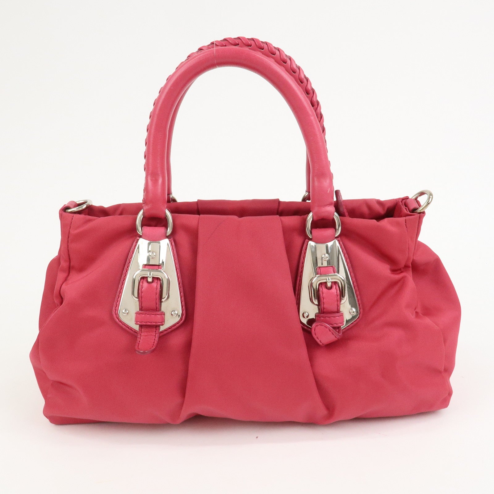 PRADA Logo Nylon Leather 2Way Bag Hand Bag Shoulder Bag Pink