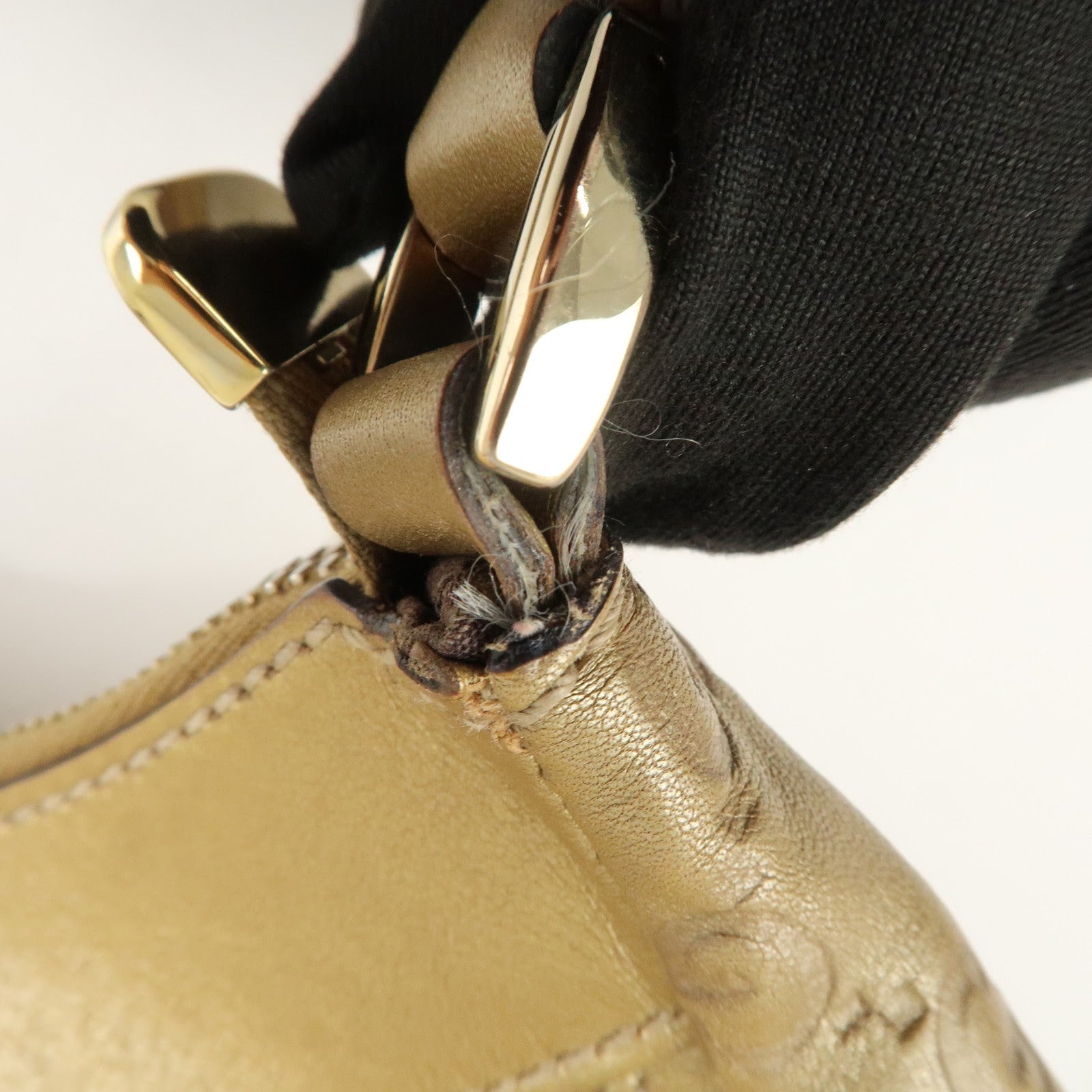 GUCCI Abbey Guccissima Leather Shoulder Bag Hand Bag Gold 190525 Used