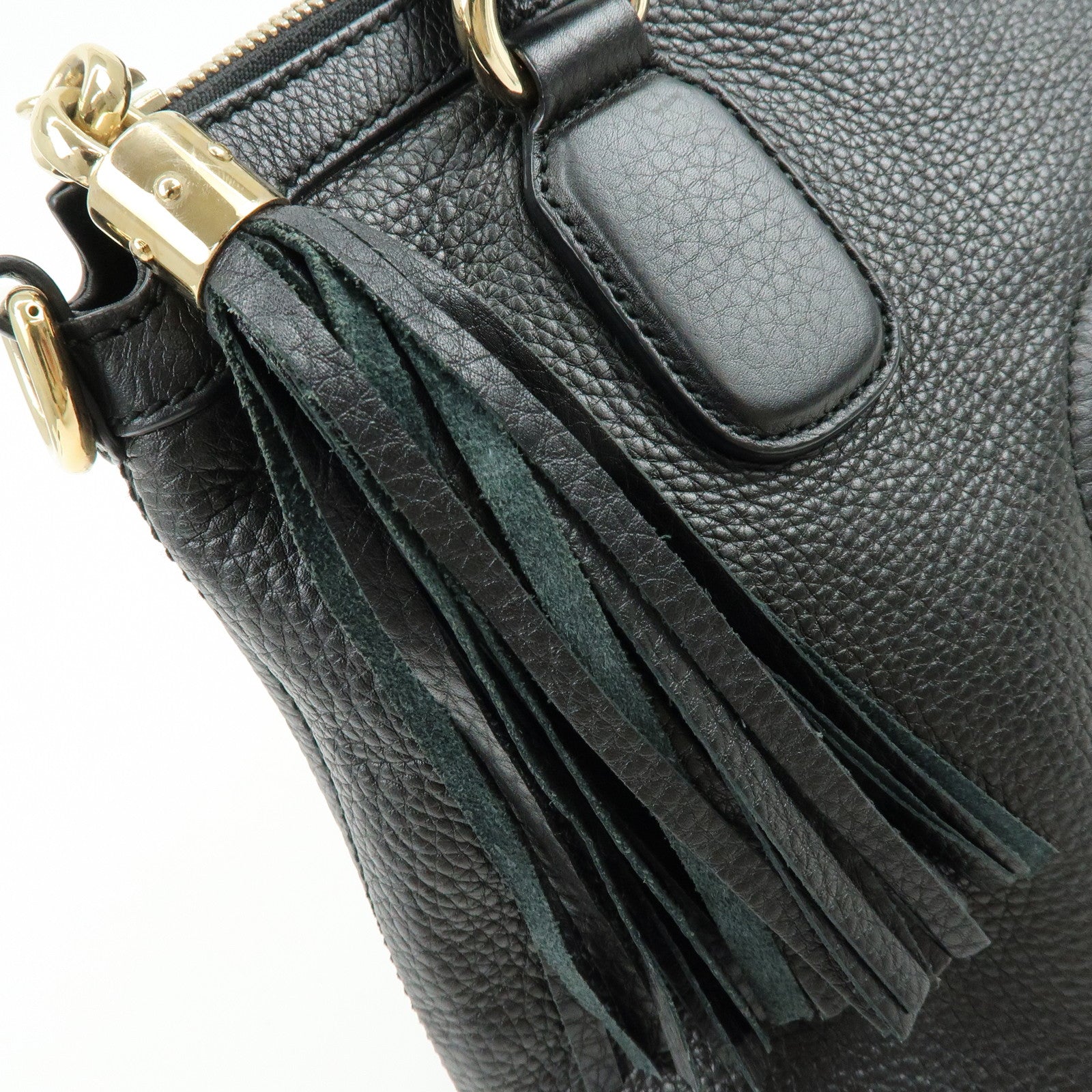 GUCCI SOHO Interlocking G Leather Tote Bag Hand Bag Black 308362