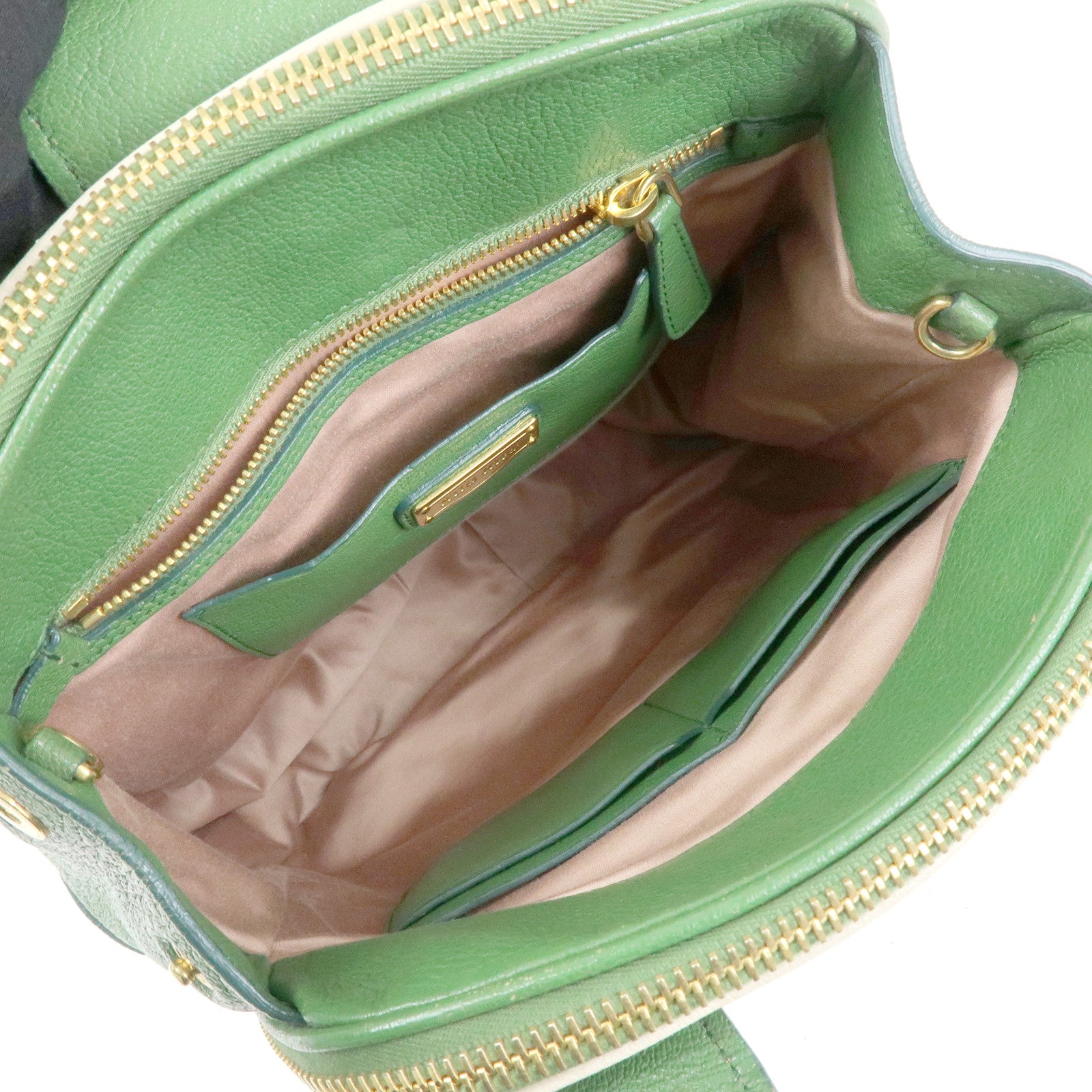 MIU MIU Madras Leather 2Way Bag Hand Bag Shoulder Bag Green