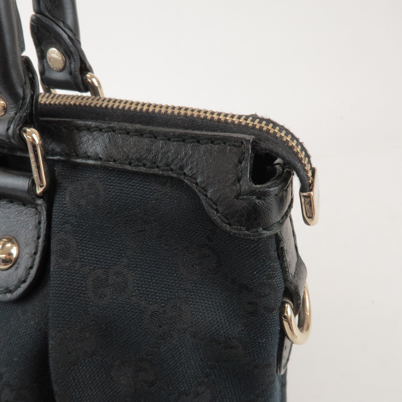 GUCCI Sukey Interlocking G GG Canvas Leather 2Way Bag Black 247902