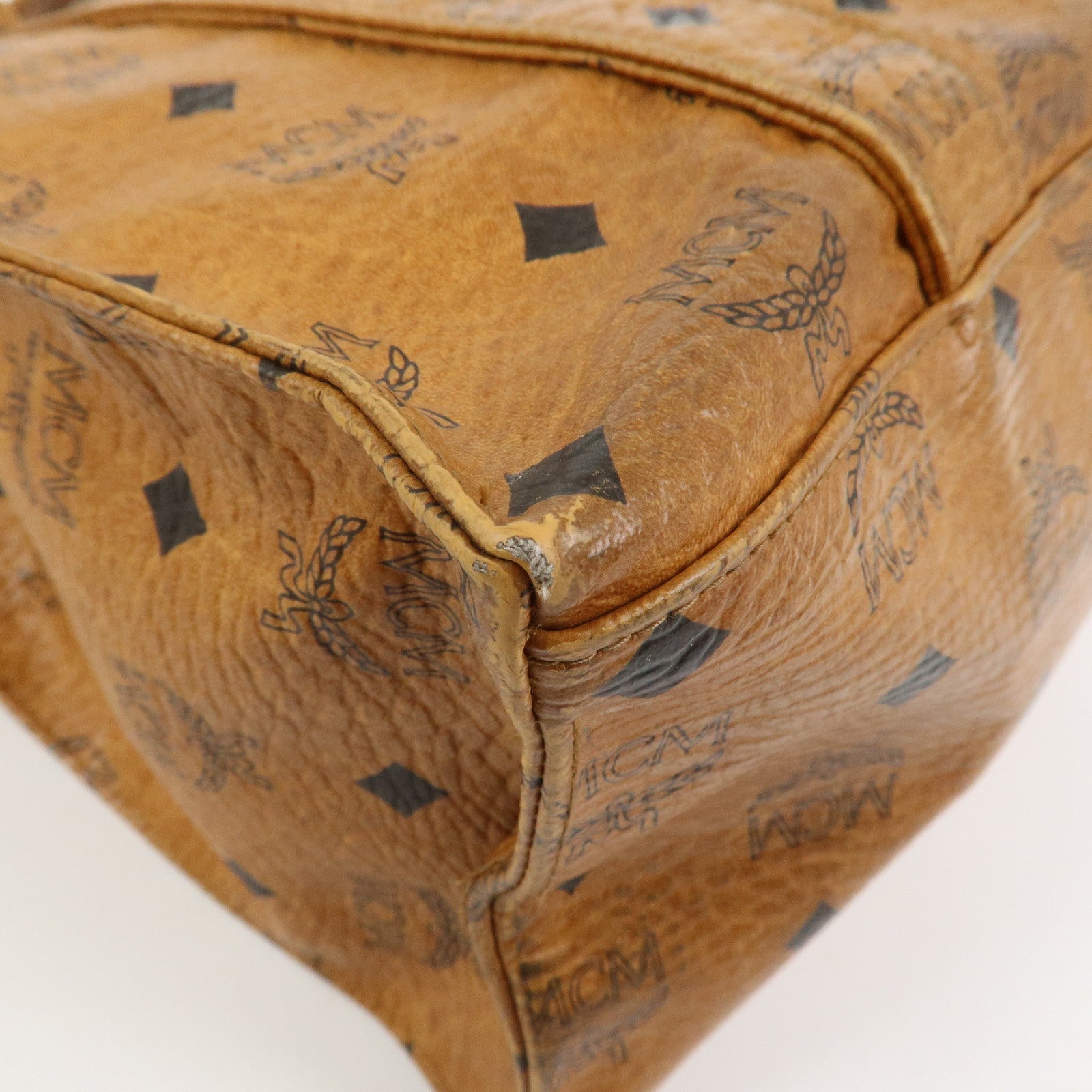 MCM Visetos Leather Tote Bag Shoulder Bag Hand Bag Brown