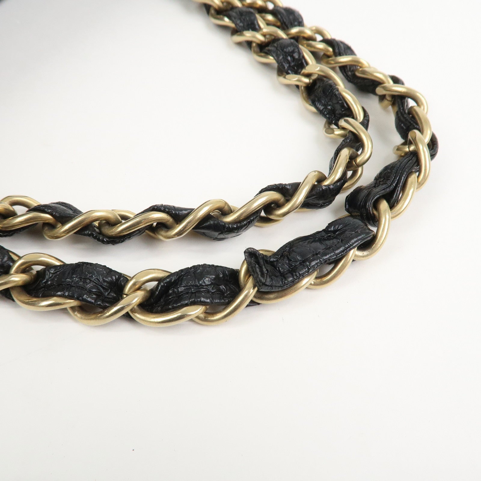 CHANEL Leather Chain Shoulder Bag Hand Bag Black Gold