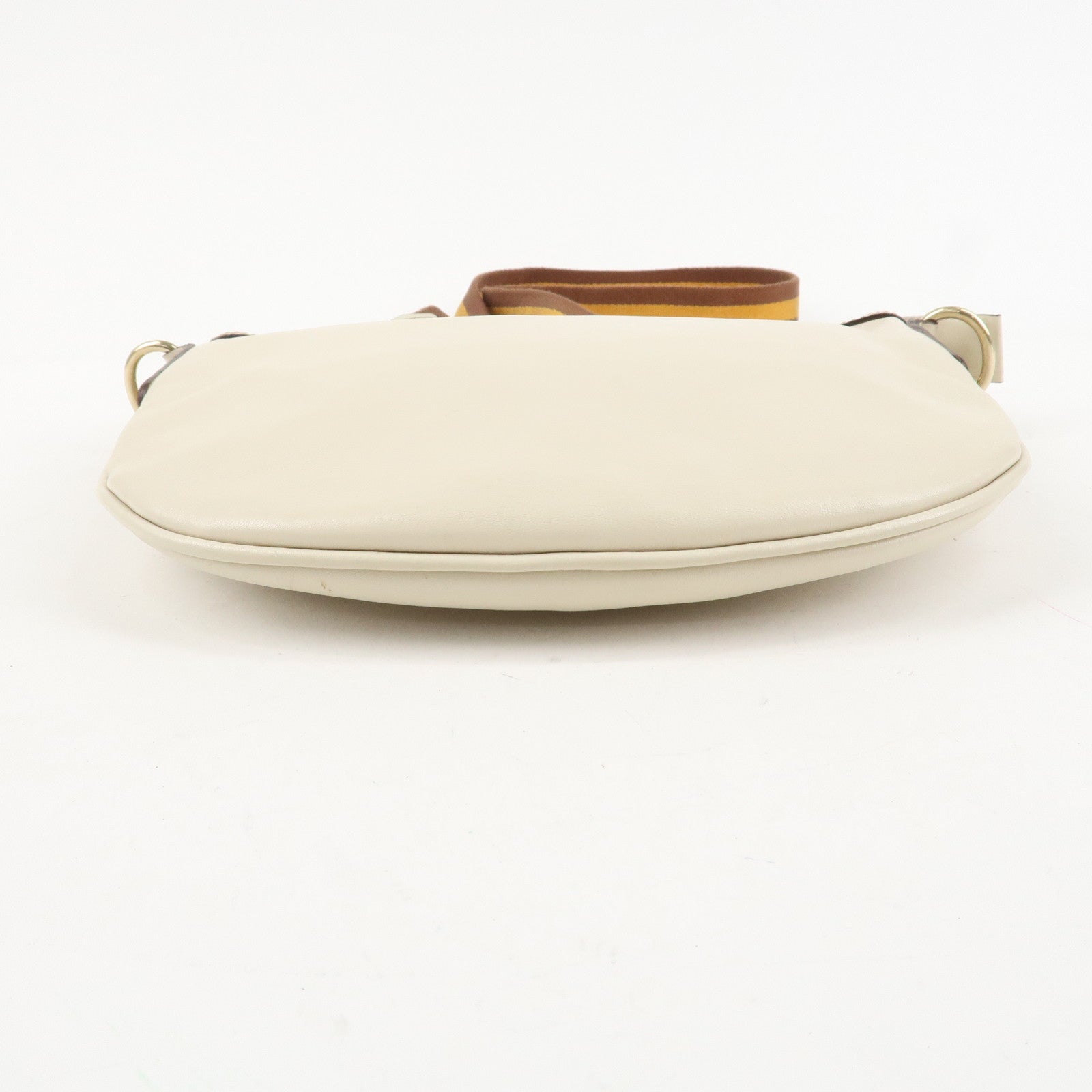 GUCCI Sherry Leather Shoulder Bag Ivory Used