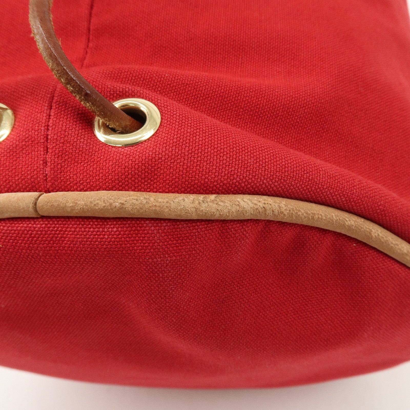 HERMES Porochon Mimil Canvas Leather PM Shoulder Bag Red