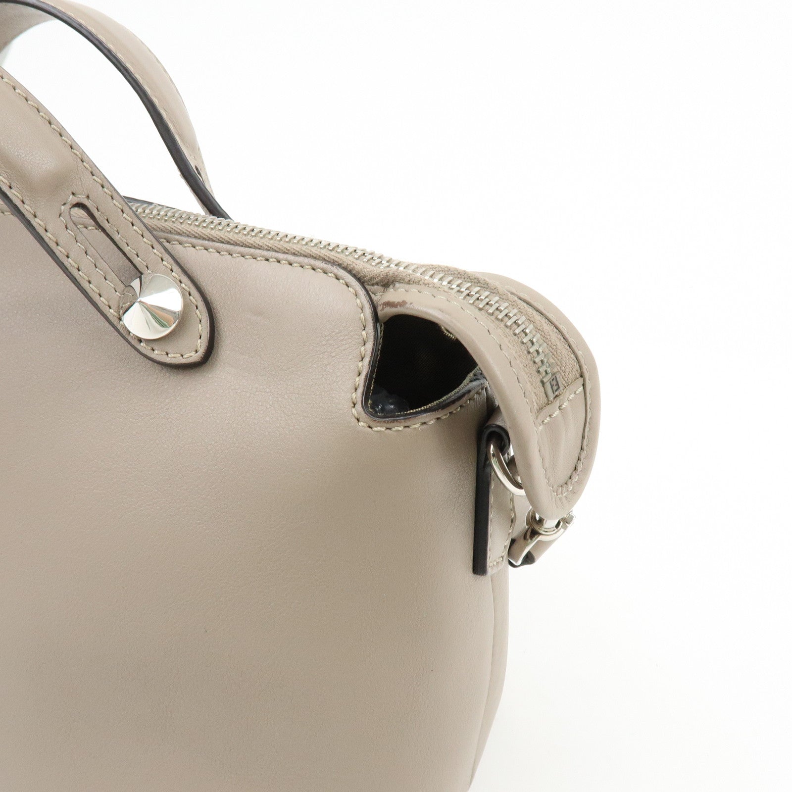 FENDI BY THE WAY Medium Leather 2Way Hand Bag Greige 8BL124