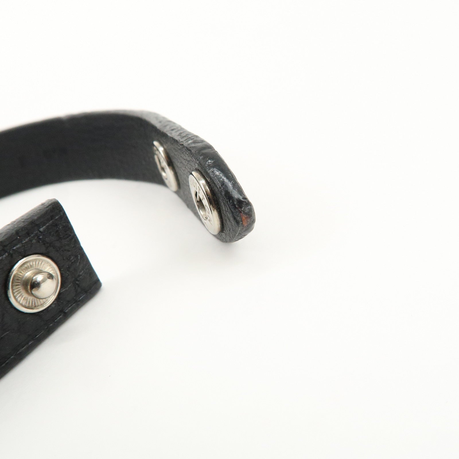 Louis Vuitton Leather Metal Bracelet Pression Black M6512