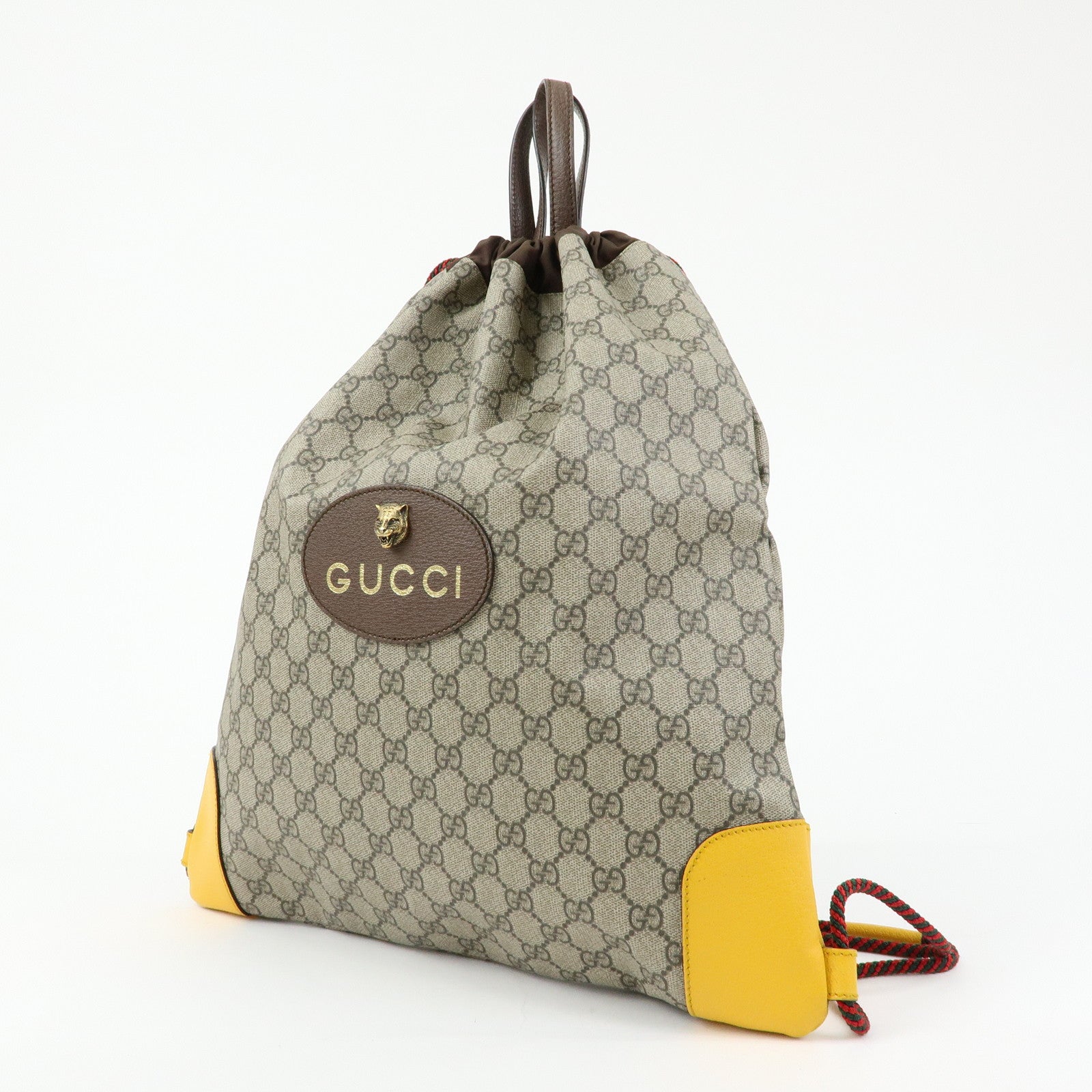 GUCCI GG Supreme PVC Leather Backpack Beige Yellow Brown 473872