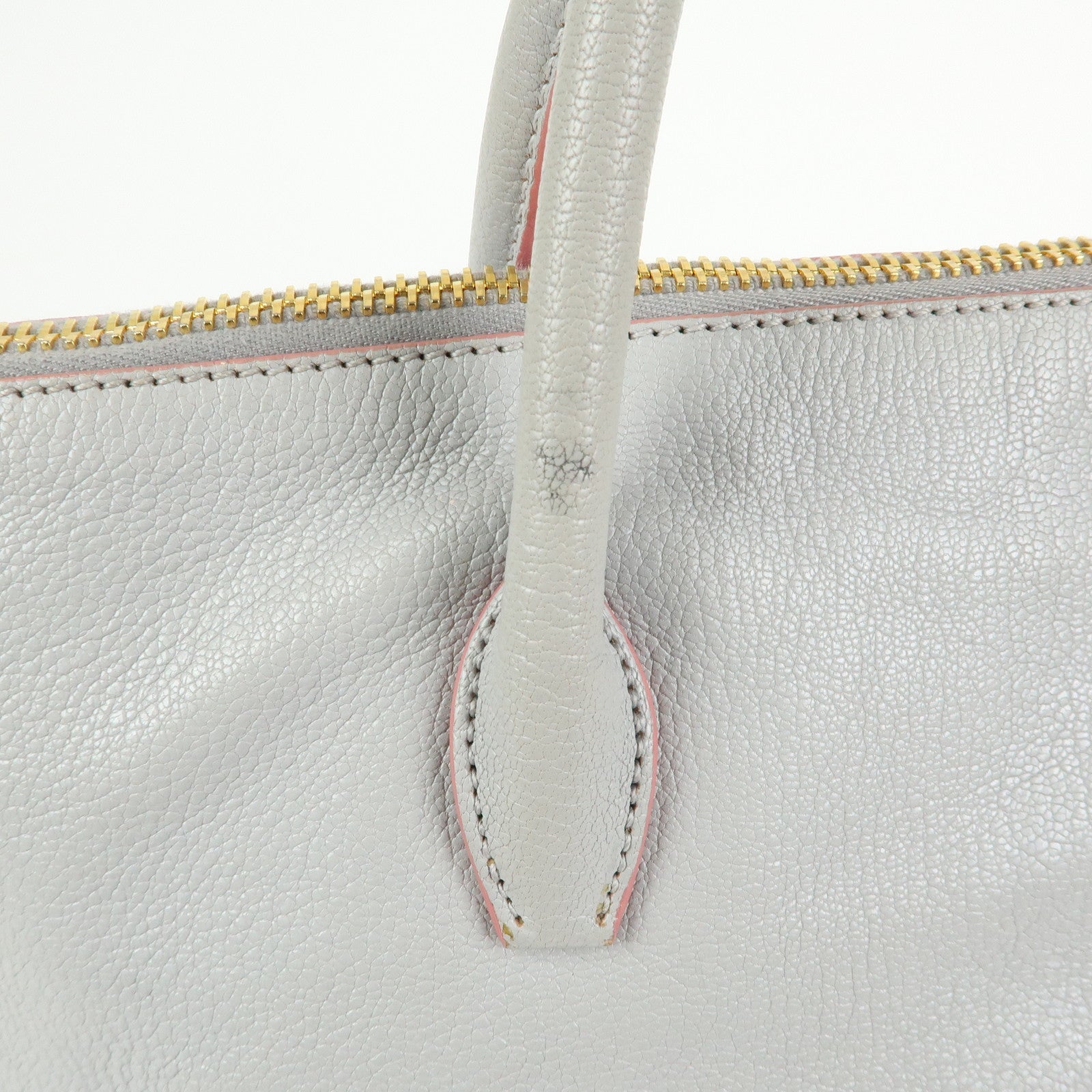 MIU MIU MADRAS Leather 2Way Bag Hand Bag Shoulder Bag Gray 5BB015