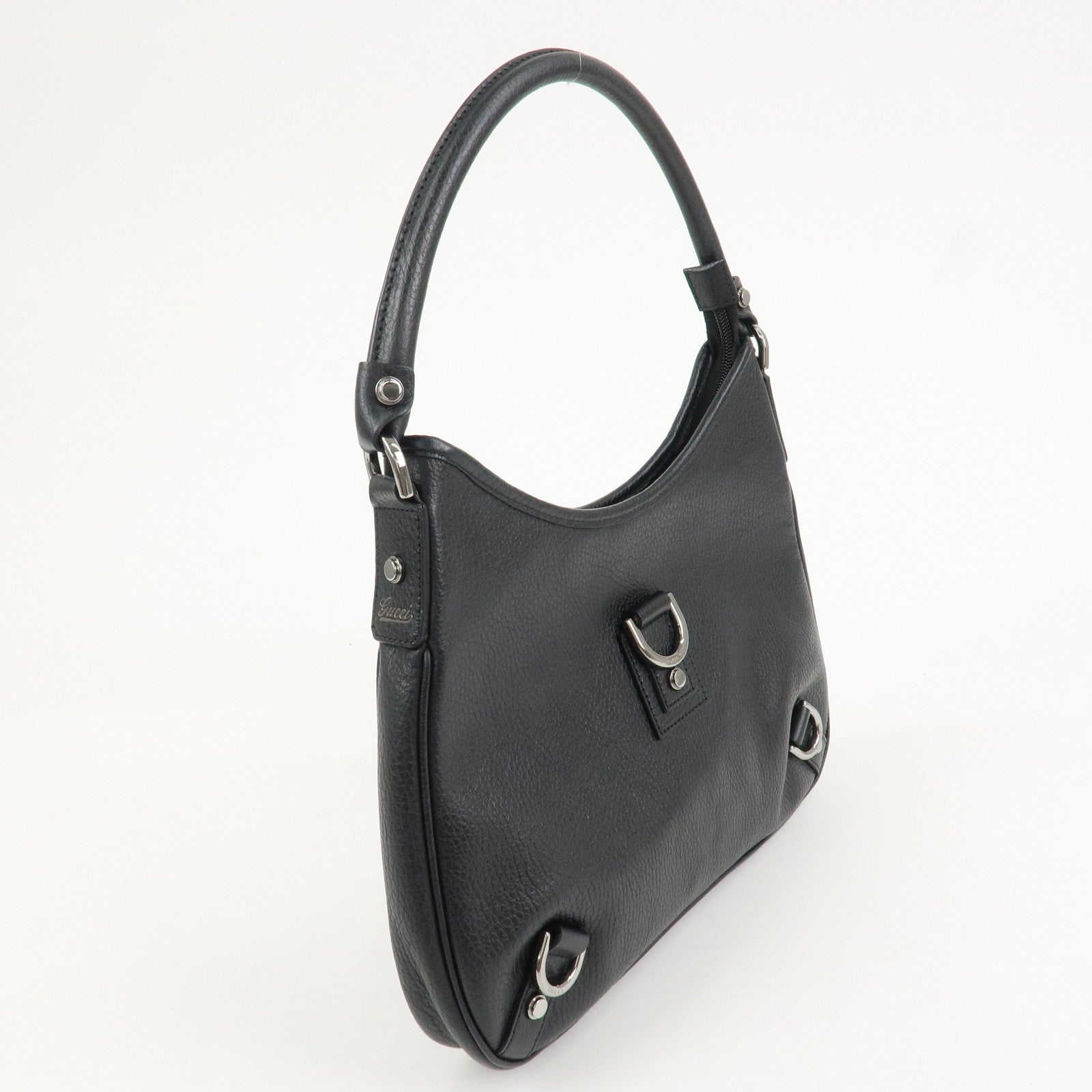 GUCCI Abbey Leather Shoulder Bag Hand Bag Black Silver S268637