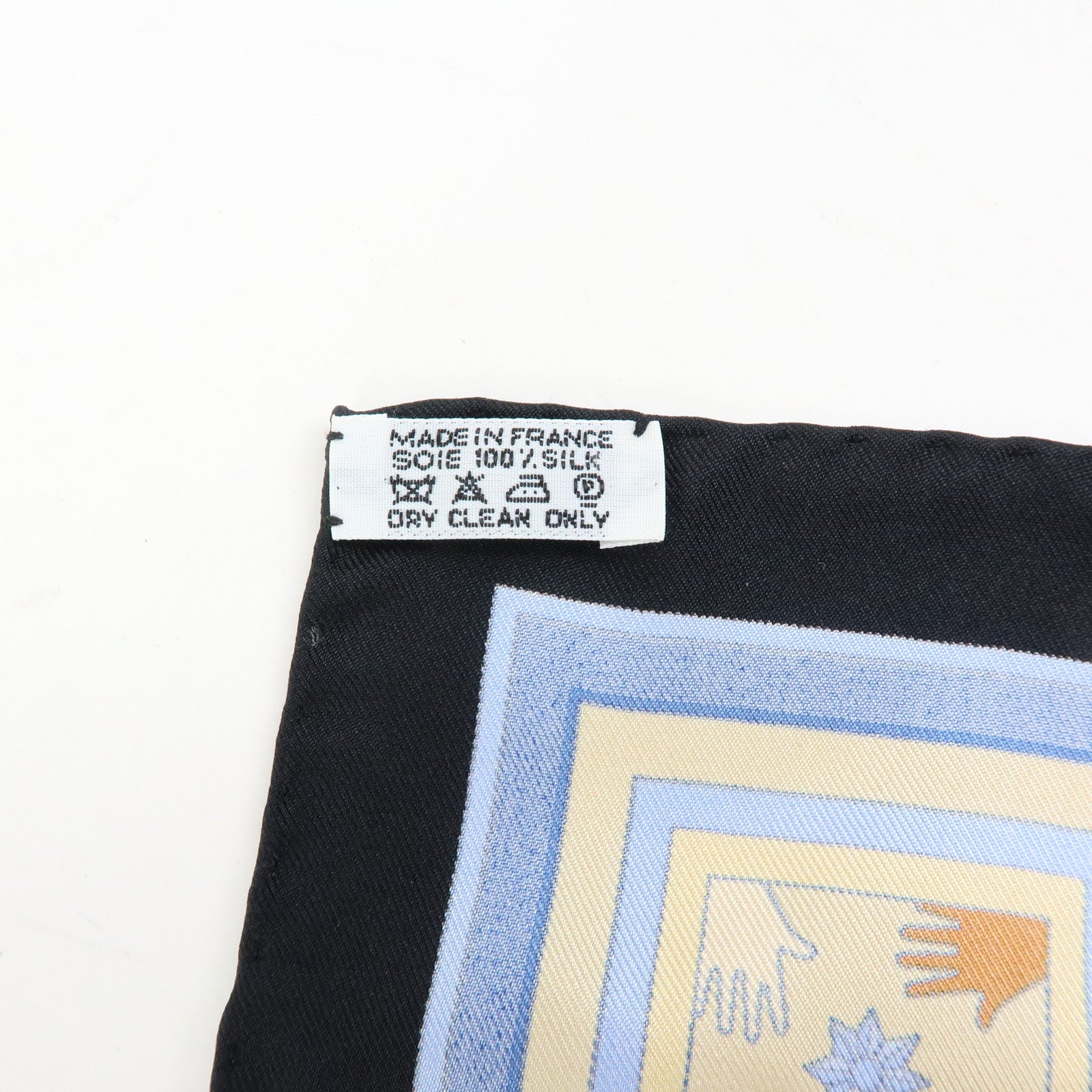 HERMES Carre 90 Silk 100% Scarf DONNER LA MAIN Black Beige