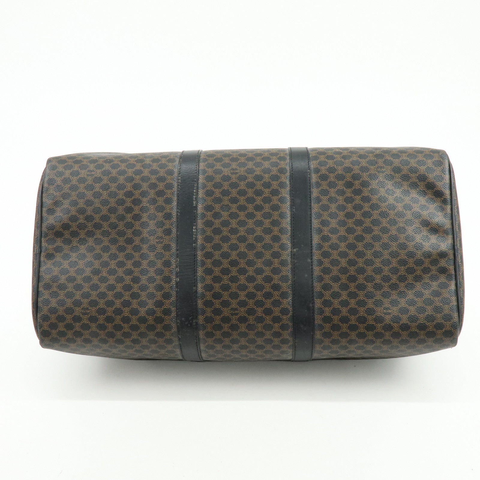 CELINE Macadam PVC Leather Boston Bag Tote Bag Black Brown