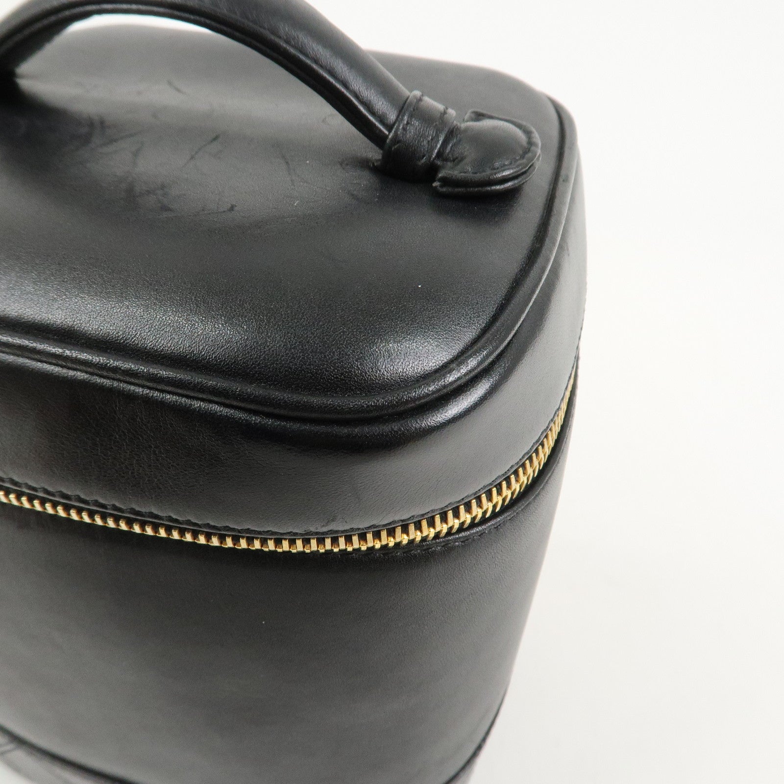 CHANEL Bicolore Lamb Skin Vanity Bag Hand Bag Makeup Bag A01619