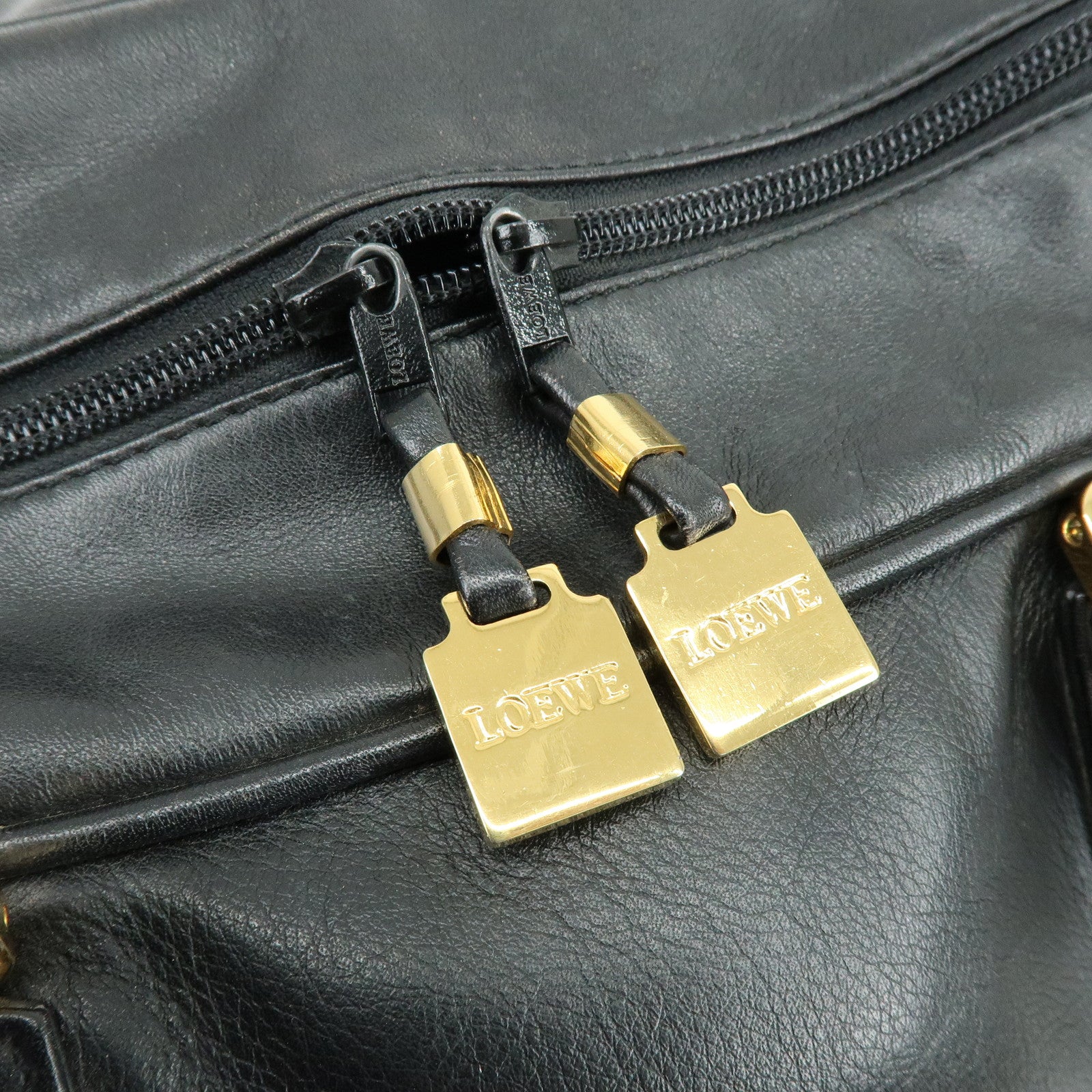 LOEWE Anagram Calf Leather 2Way Bag Boston Bag Black