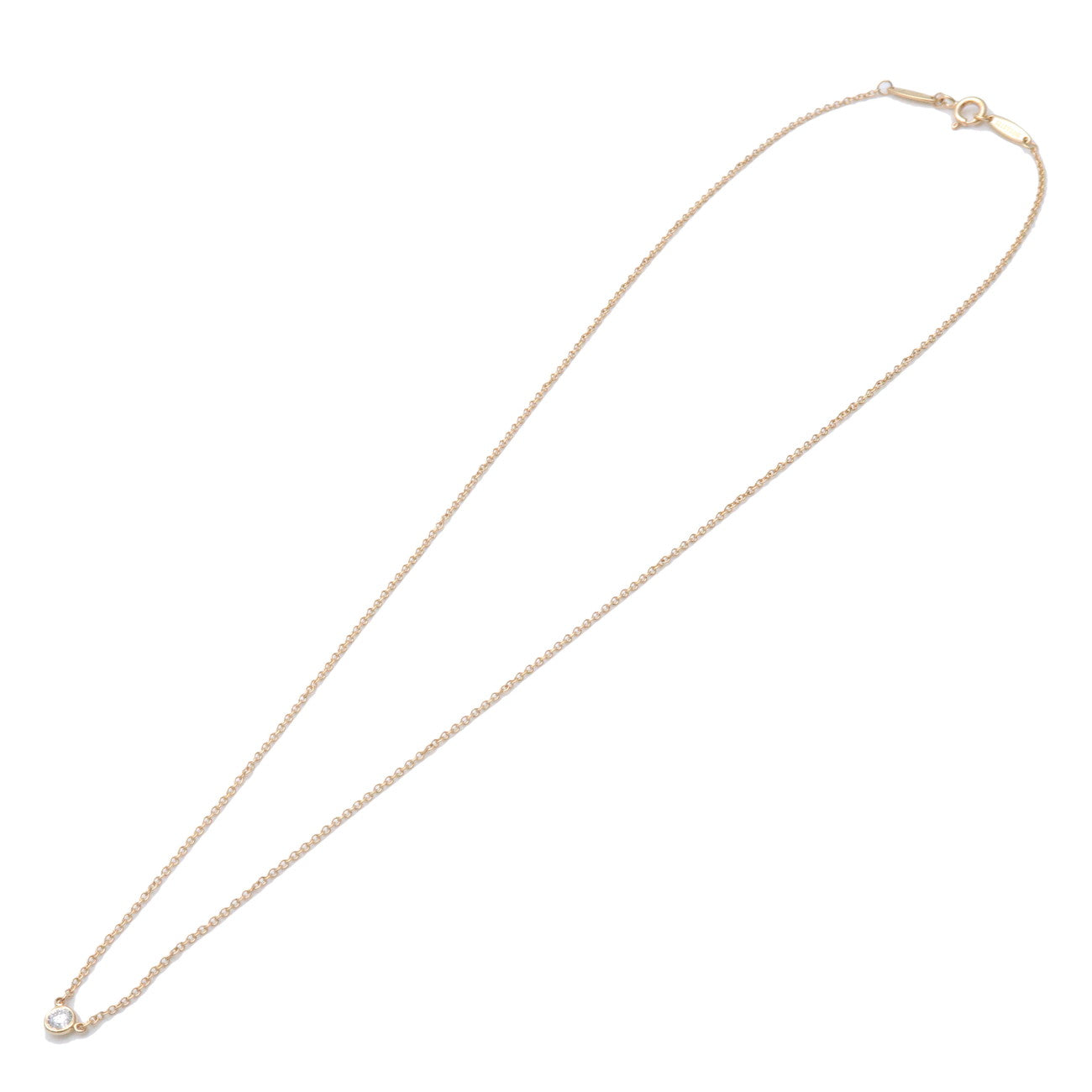 Tiffany & Co By The Yard 1P Diamond Necklace K18 750YG Yellow Gold
