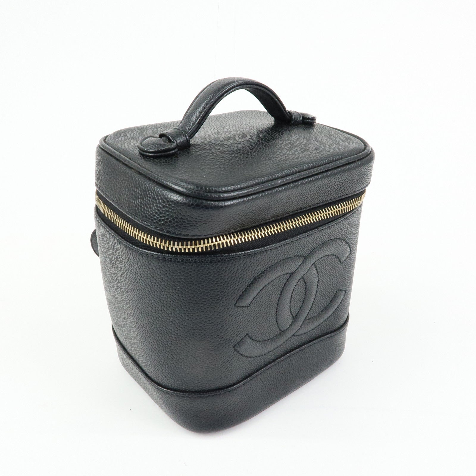 CHANEL COCO Mark Caviarskin Vanity Bag Hand Bag Black A01998