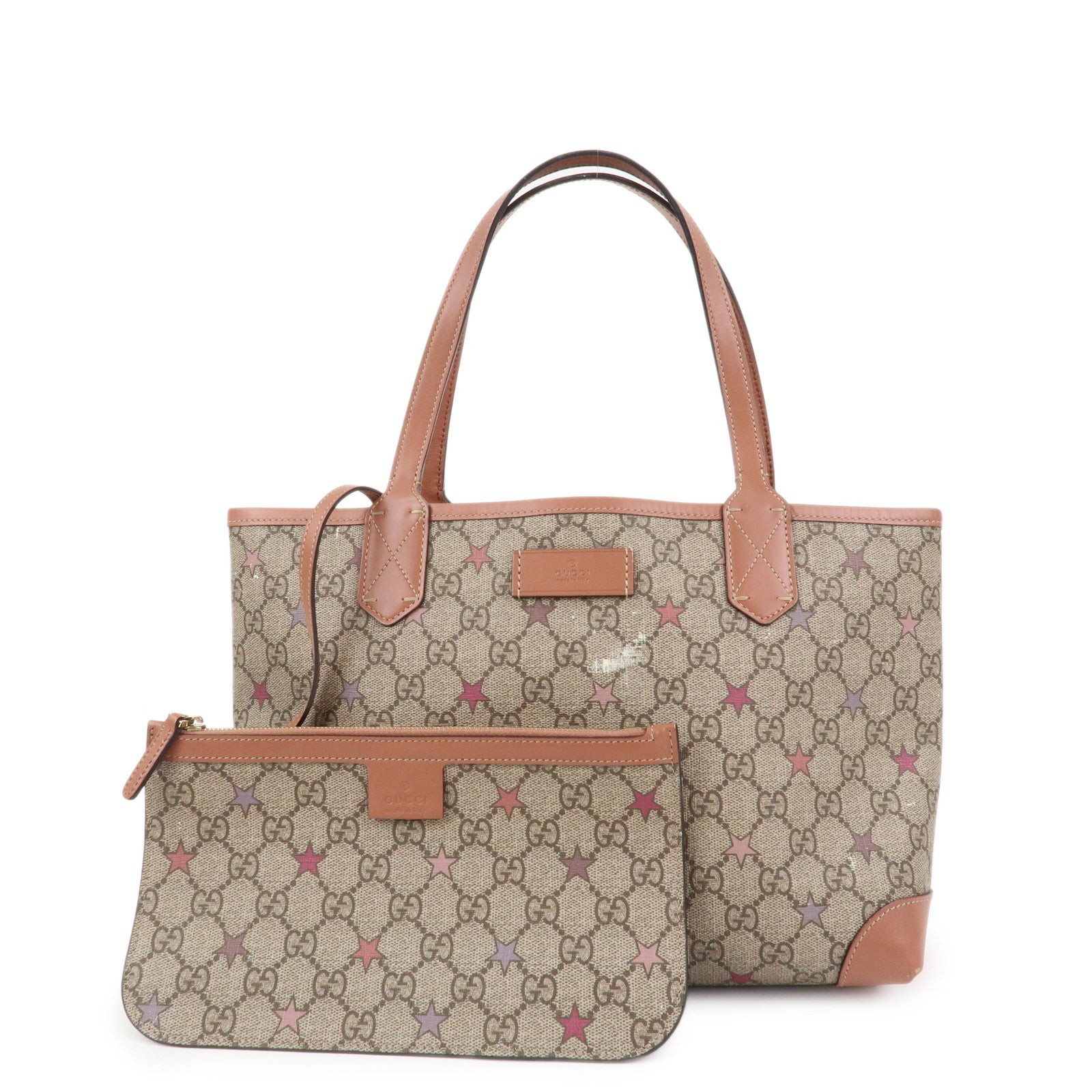 GUCCI GG Supreme PVC Leather Tote Bag Shoulder Bag Beige 309499