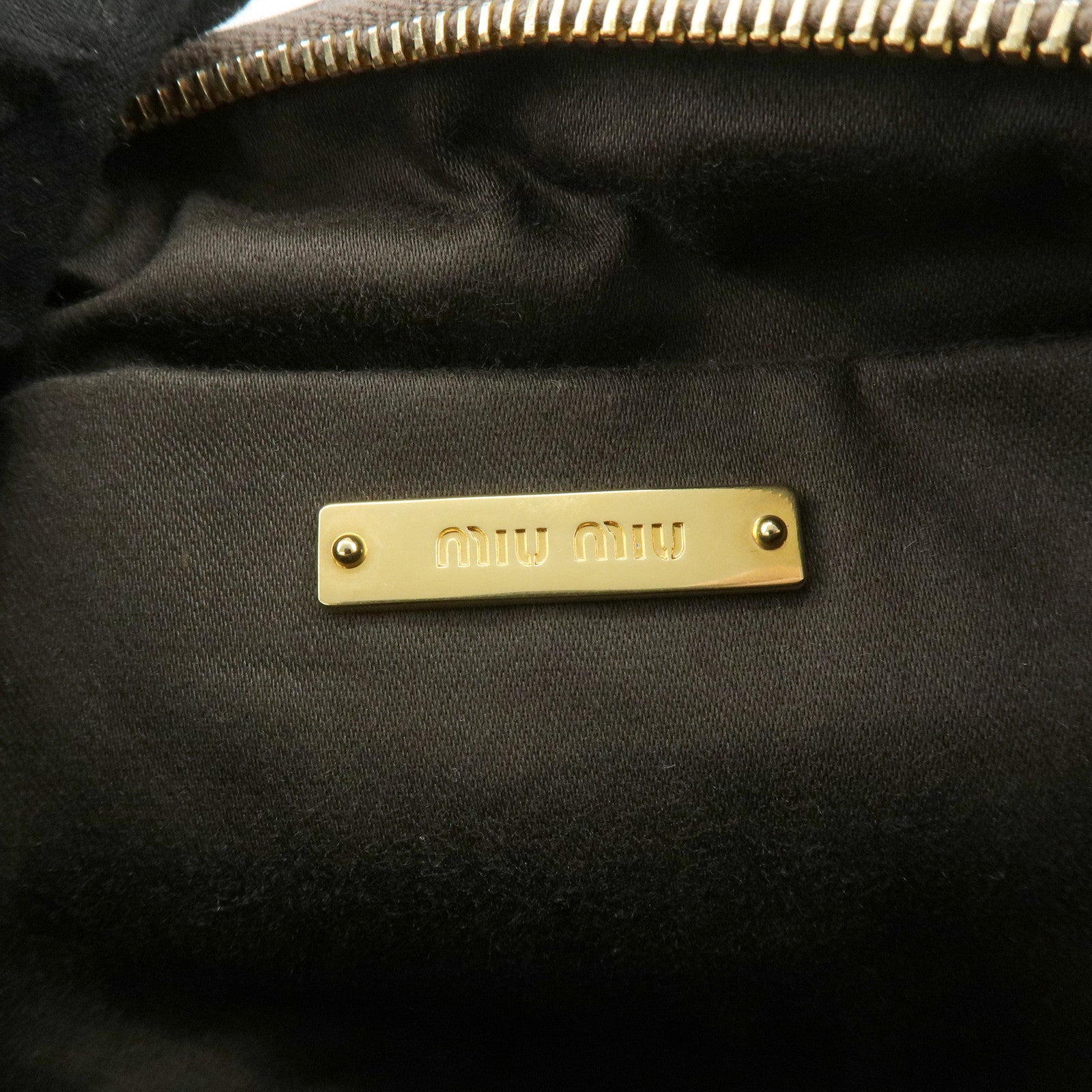 MIU MIU Matelasse Gathered Leather Shoulder Bag Hand Bag Gray