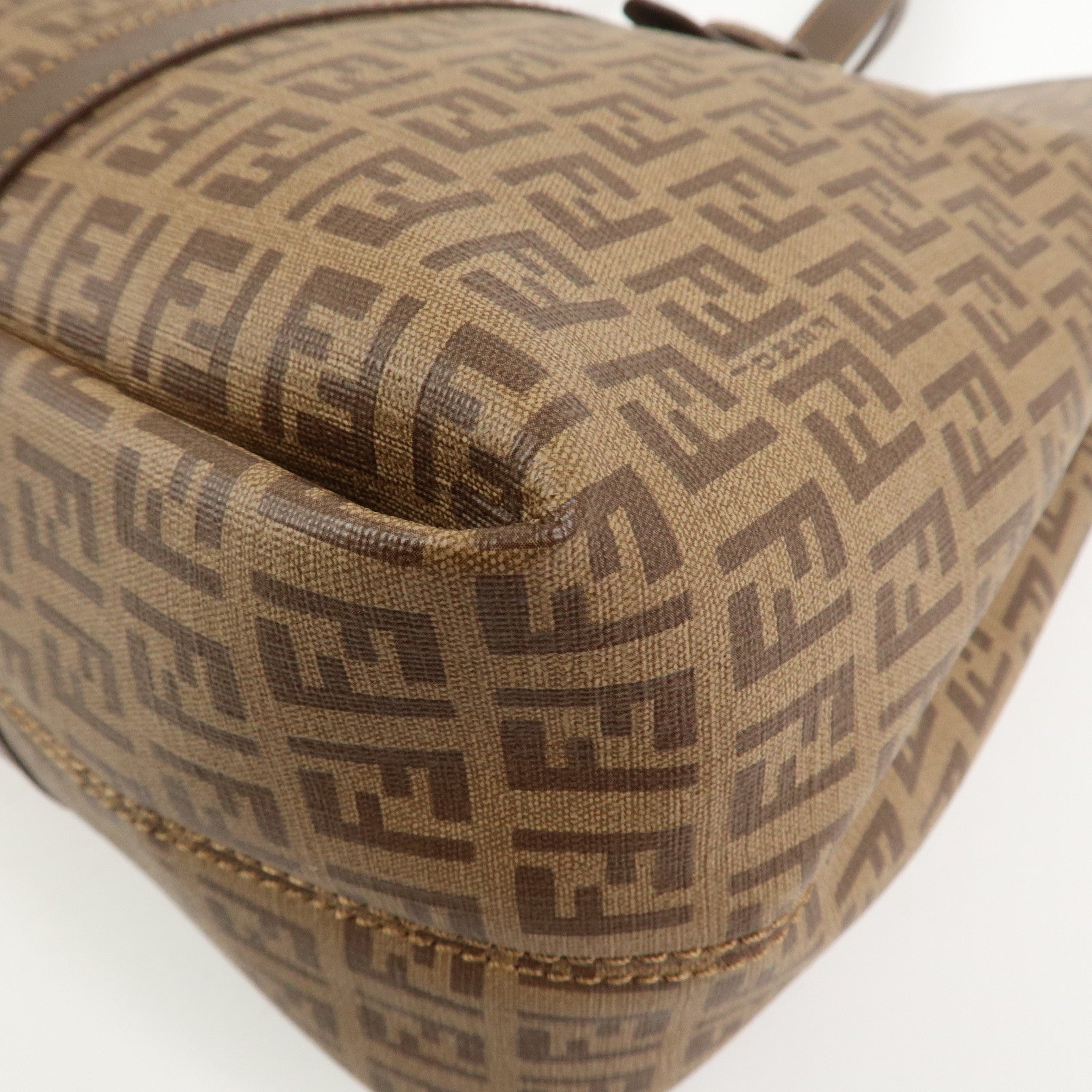 FENDI Zucchino PVC Tote Bag Shoulder Bag Hand Bag Brown 8BH238