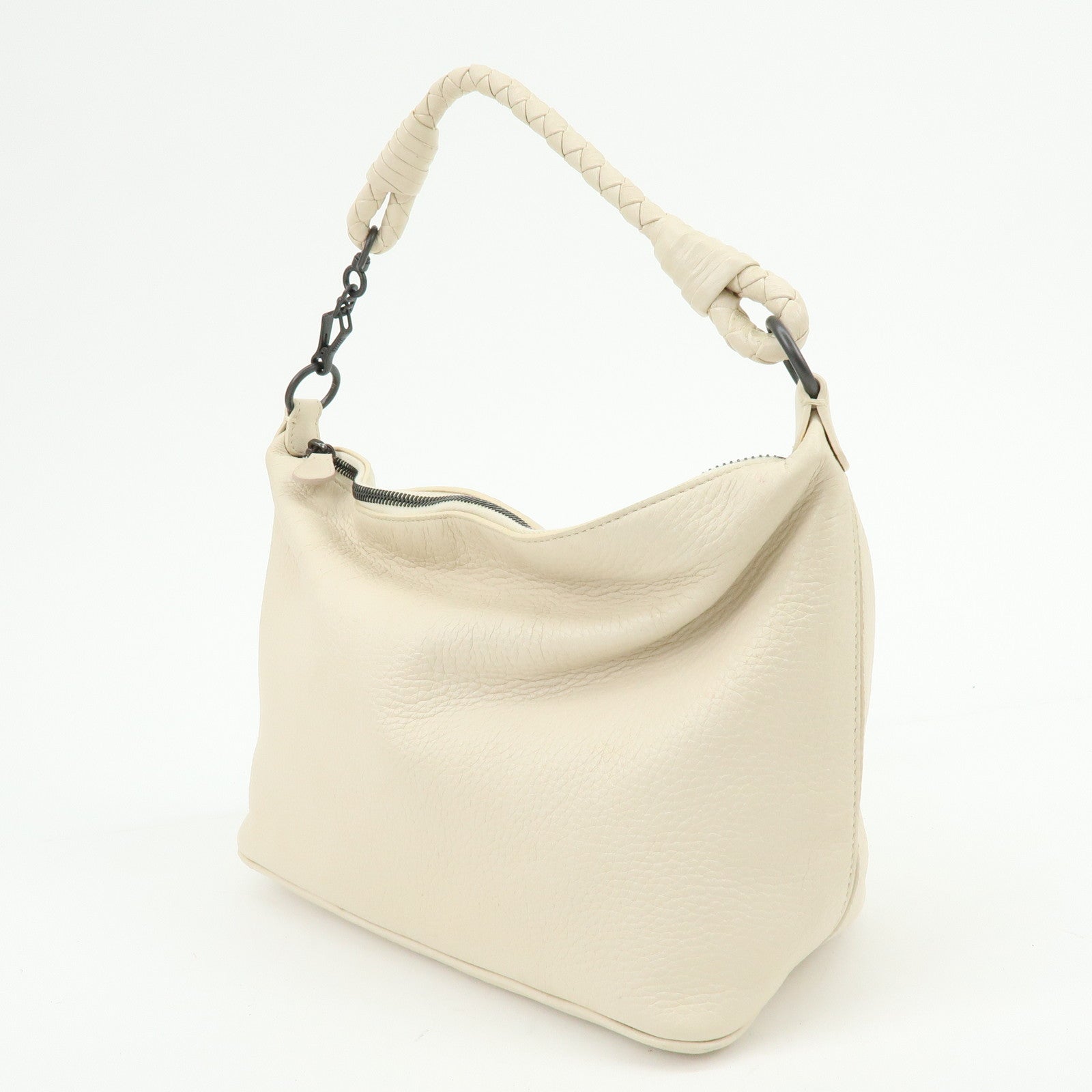 BOTTEGA VENETA Leather Shoulder Bag Hand Bag Ivory