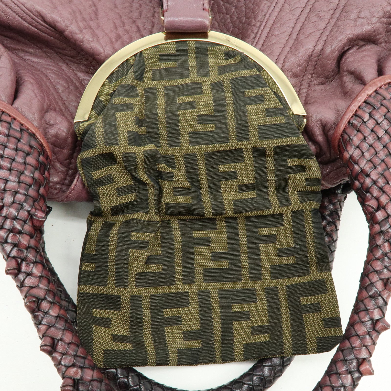 FENDI Leather Spy Bag Hand Bag Shoulder Bag Purple 8BR511