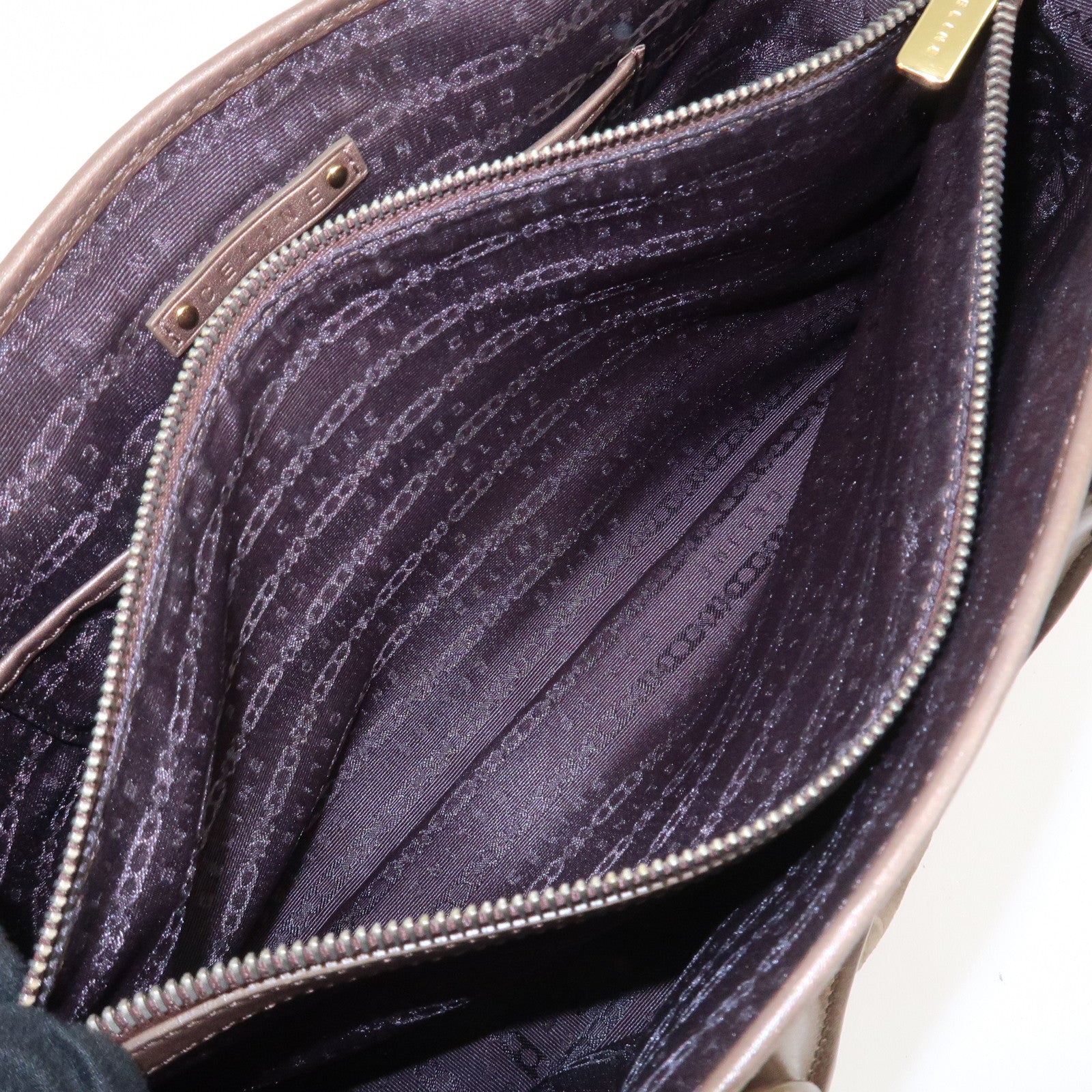 CELINE C Macadam Suede Leather Boogie Bag Hand Bag Beige Brown