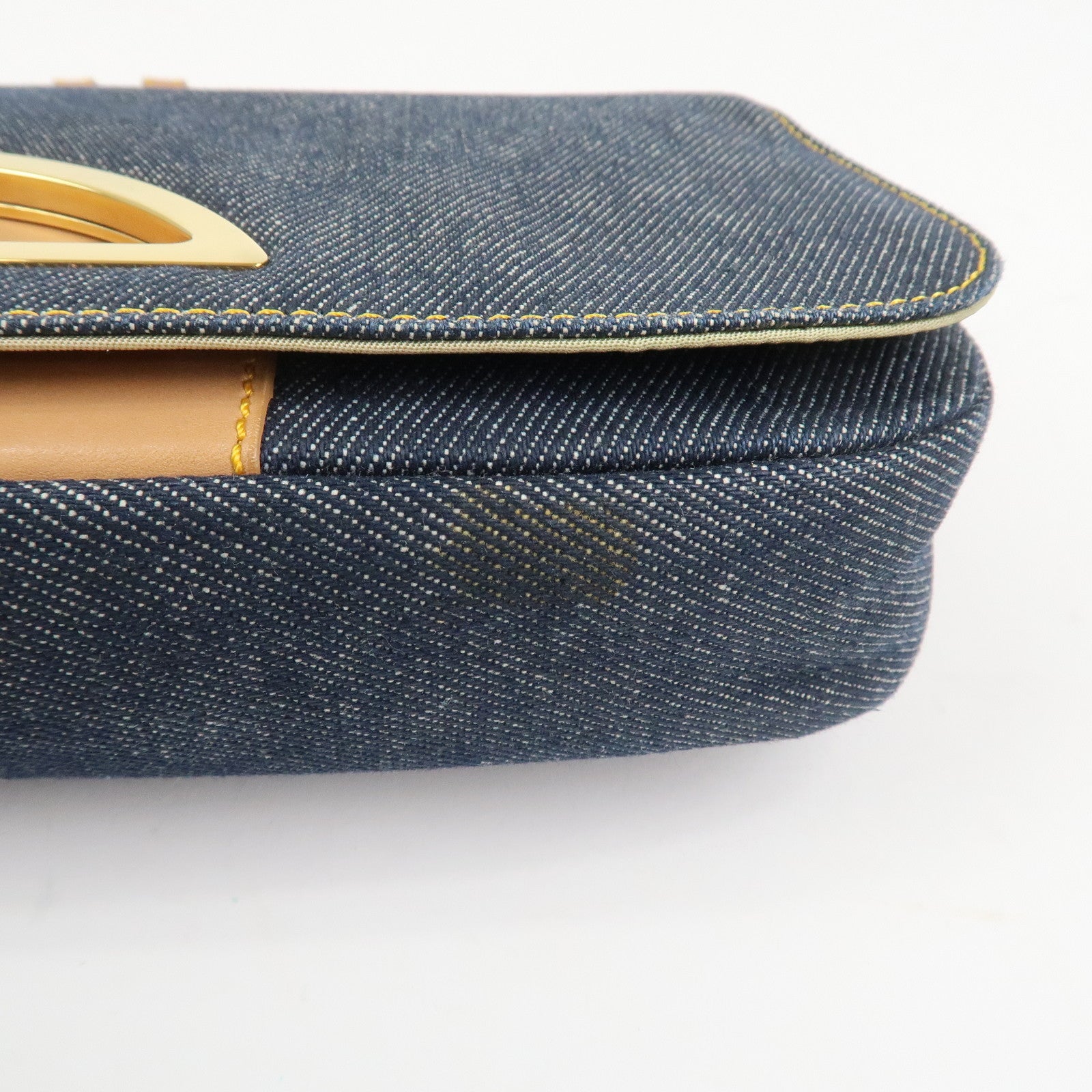 Christian Dior Malice Pearl Denim Leather Hand Bag Shoulder Bag