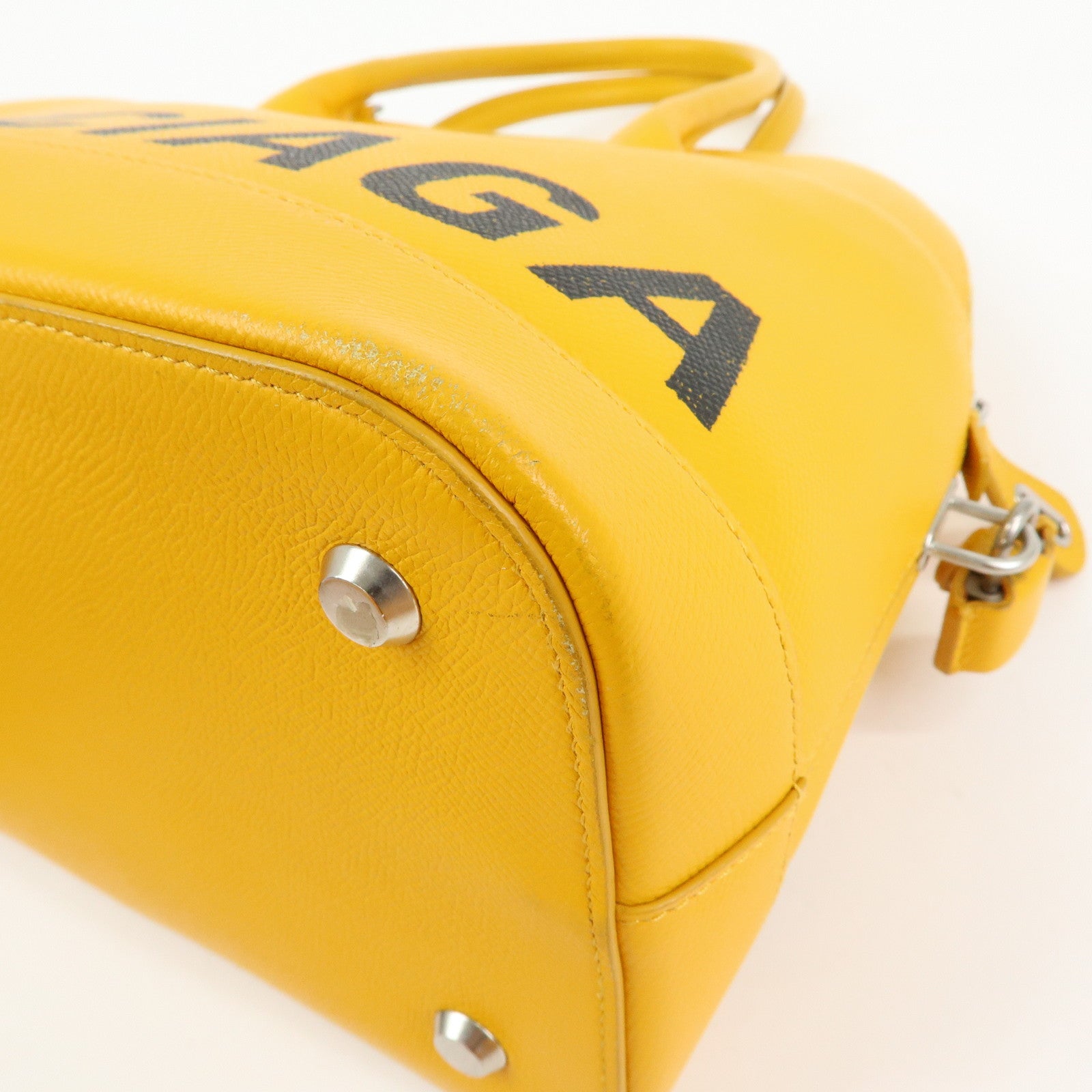 BALENCIAGA Ville Top Handle Leather 2Way Bag Hand Bag Yellow