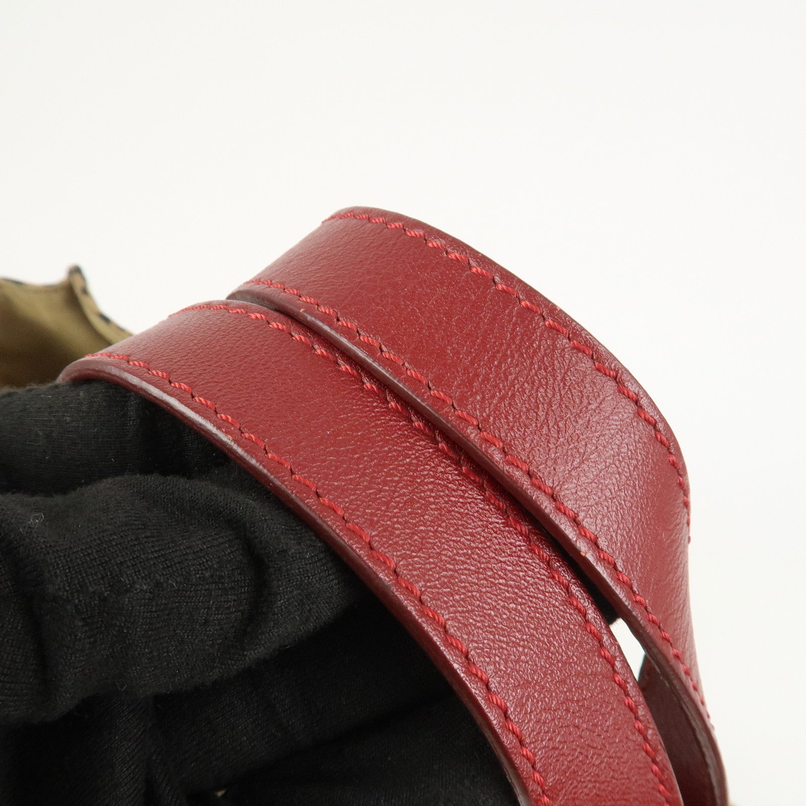 FENDI Canvas Leather Leopard Tote Bag Hand Bag Brown Red 8BH173