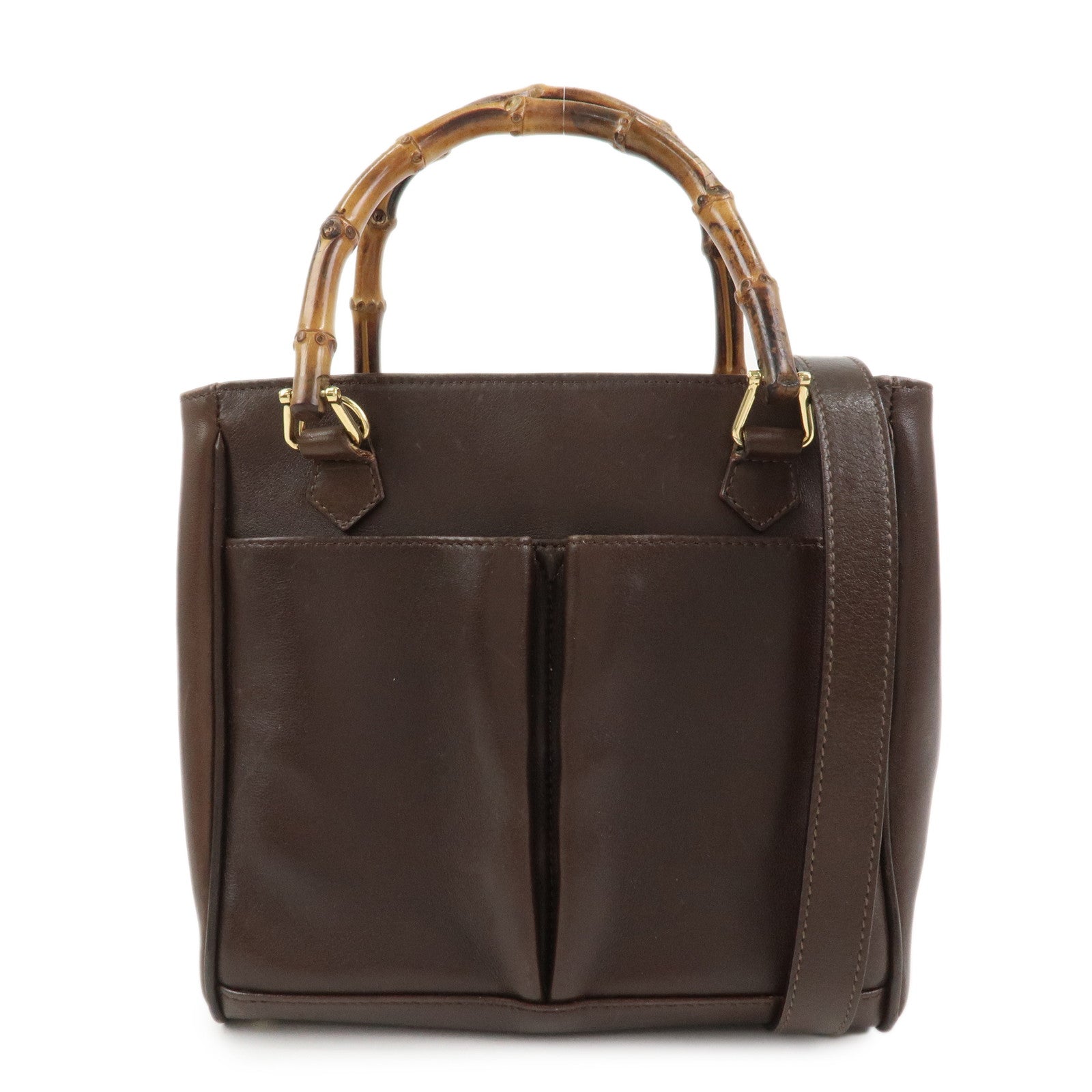 GUCCI Bamboo 2Way Bag Hand Bag Shoulder Bag Brown 000・122