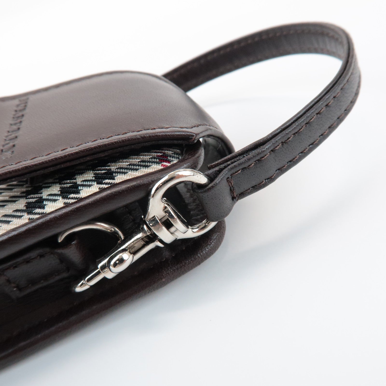 BURBERRY Nova Plaid Mini Pouch Beige Brown