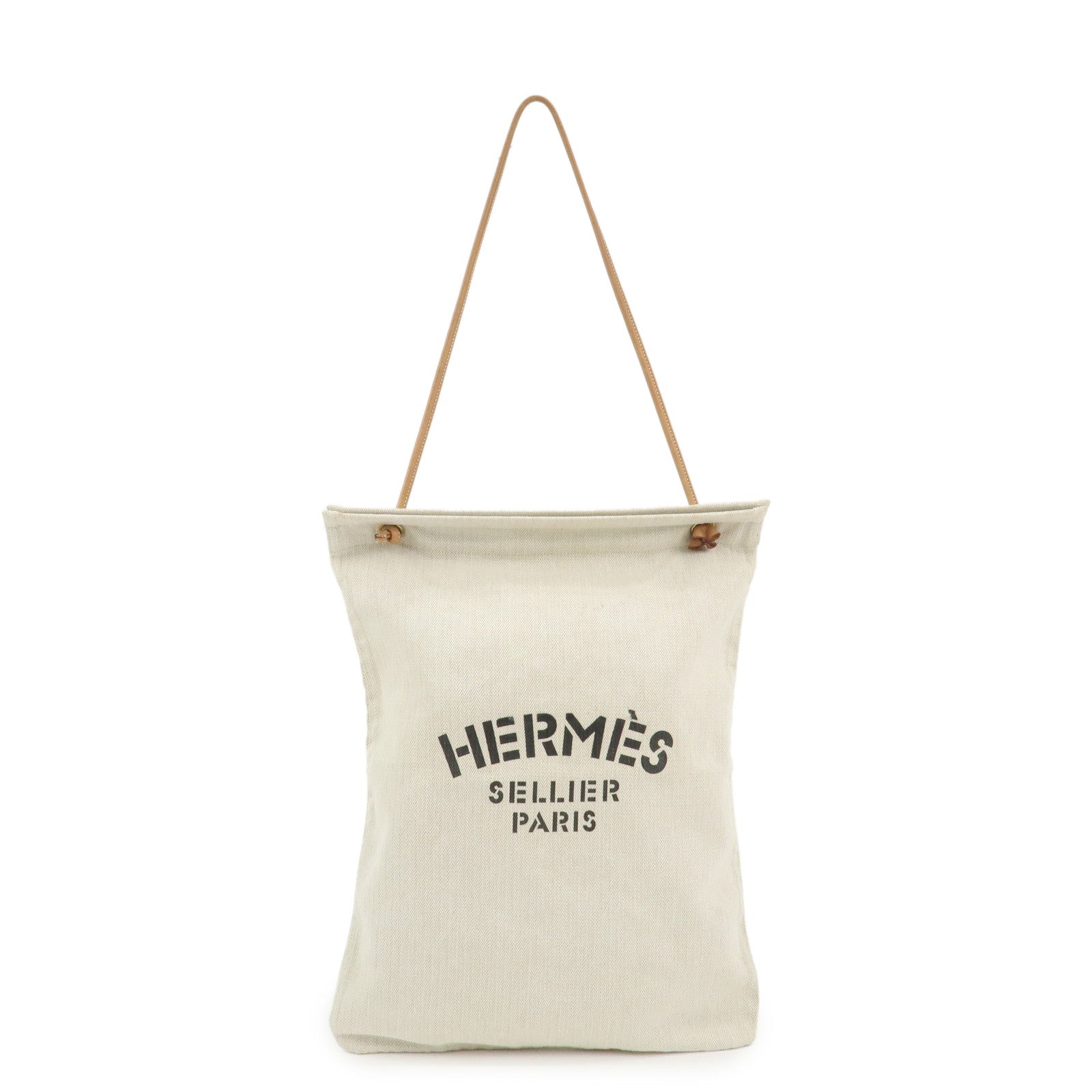 HERMES Aline GM Canvas Leather Shoulder Bag Natural