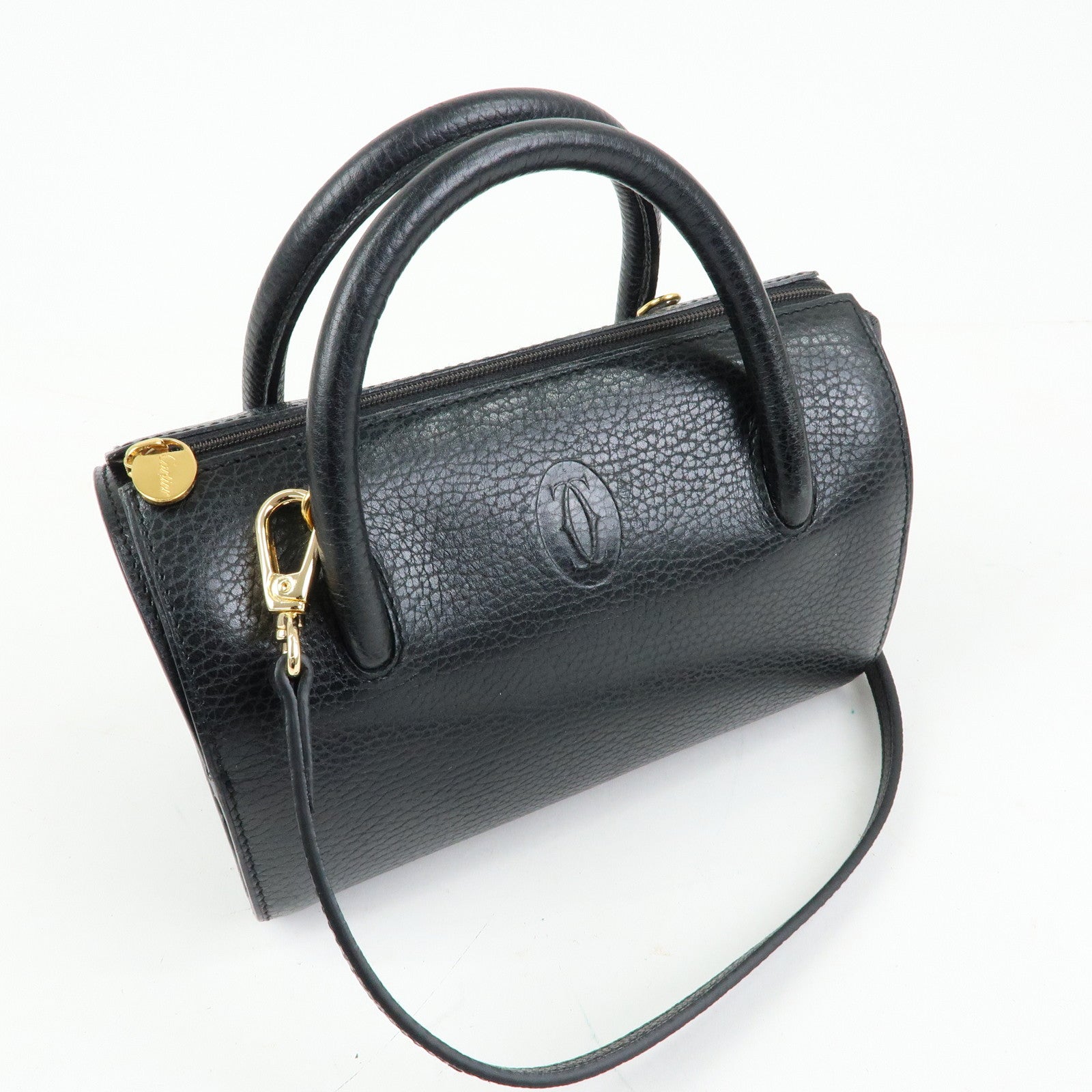 Cartier Must de Cartier Leather 2Way Bag Shoulder Hand Bag Black