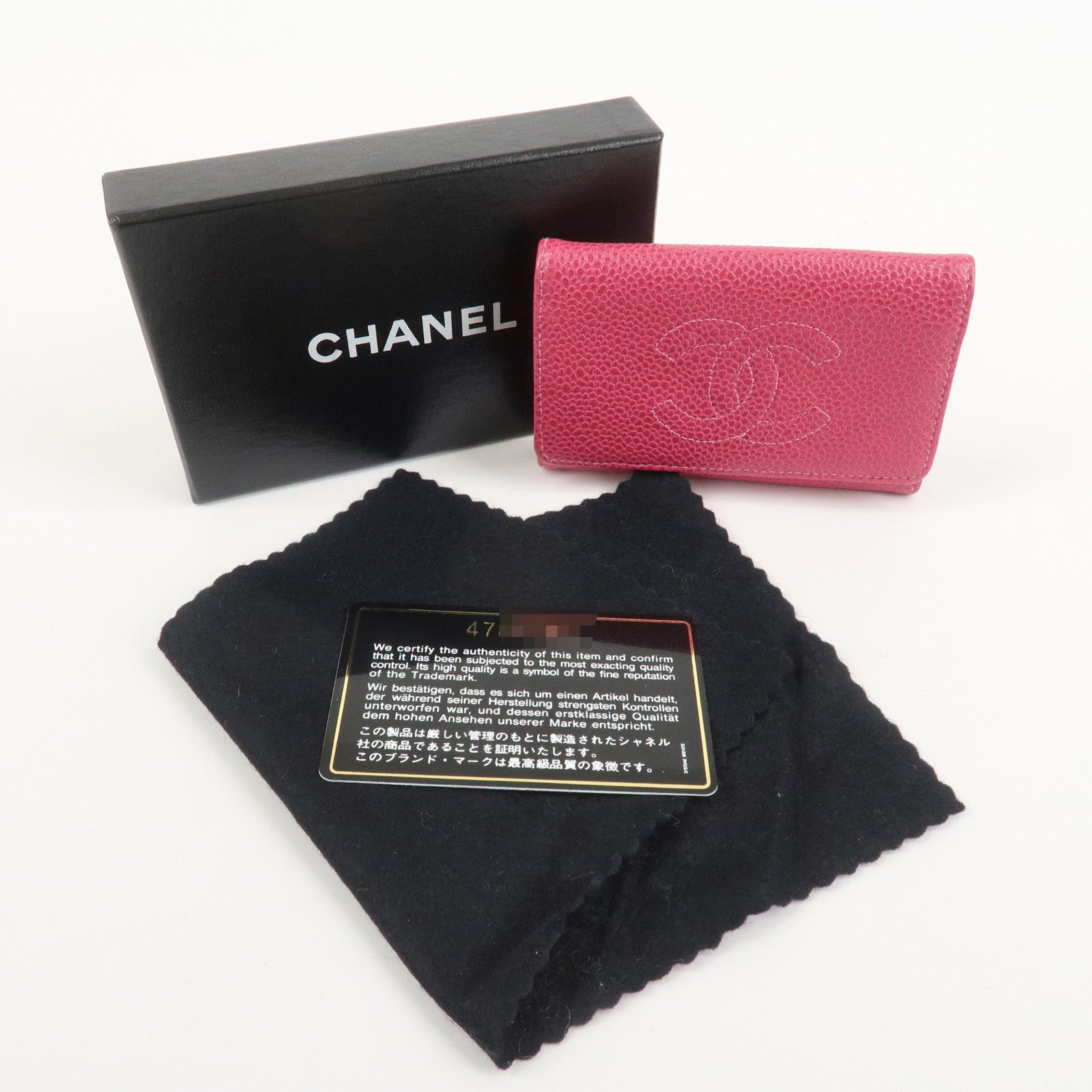 CHANEL COCO Mark Caviarskin 6 Rings Key Case Key Holder Pink A01439