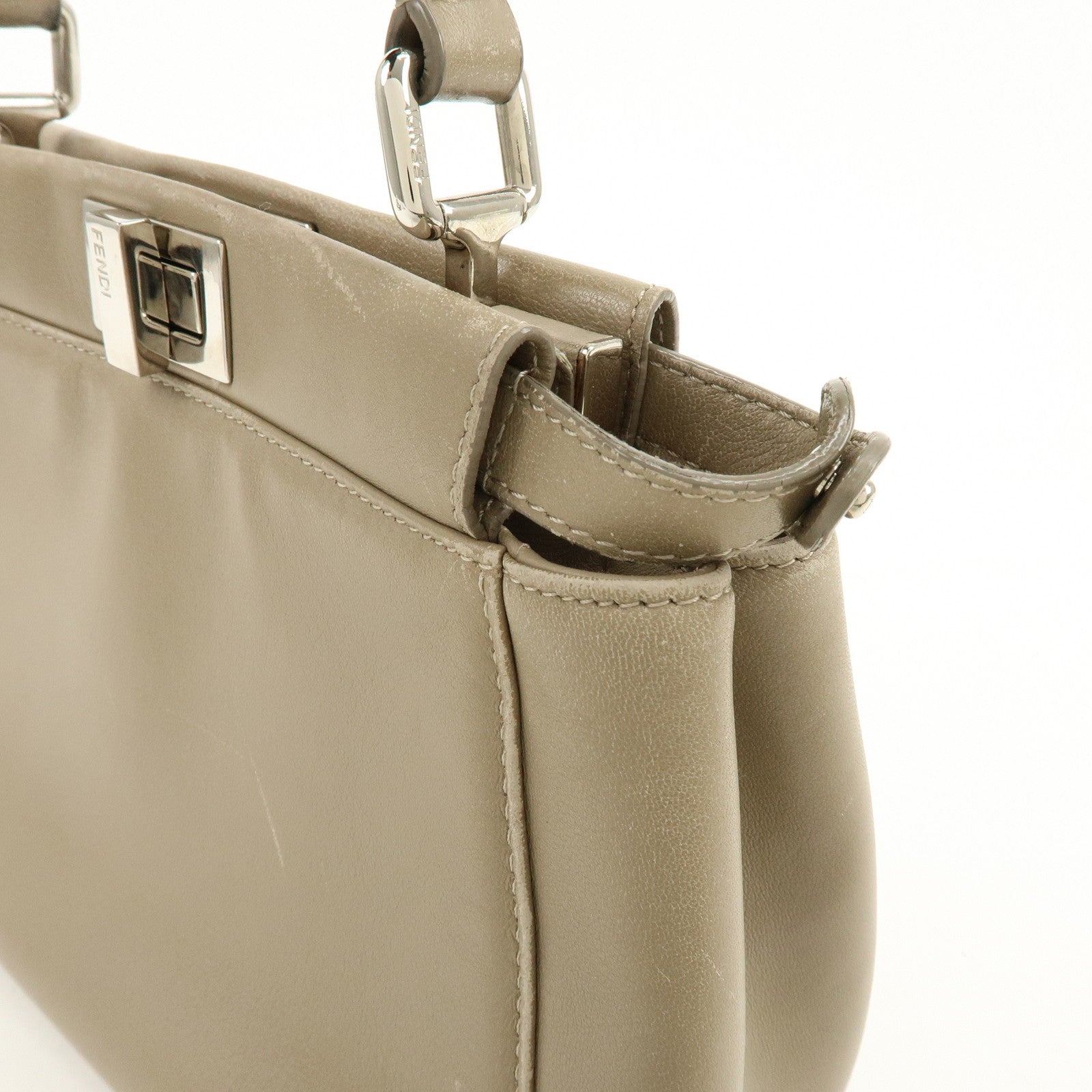 FENDI Mini Peekaboo 2Way Shoulder Bag Hand Bag Brown 8BN244