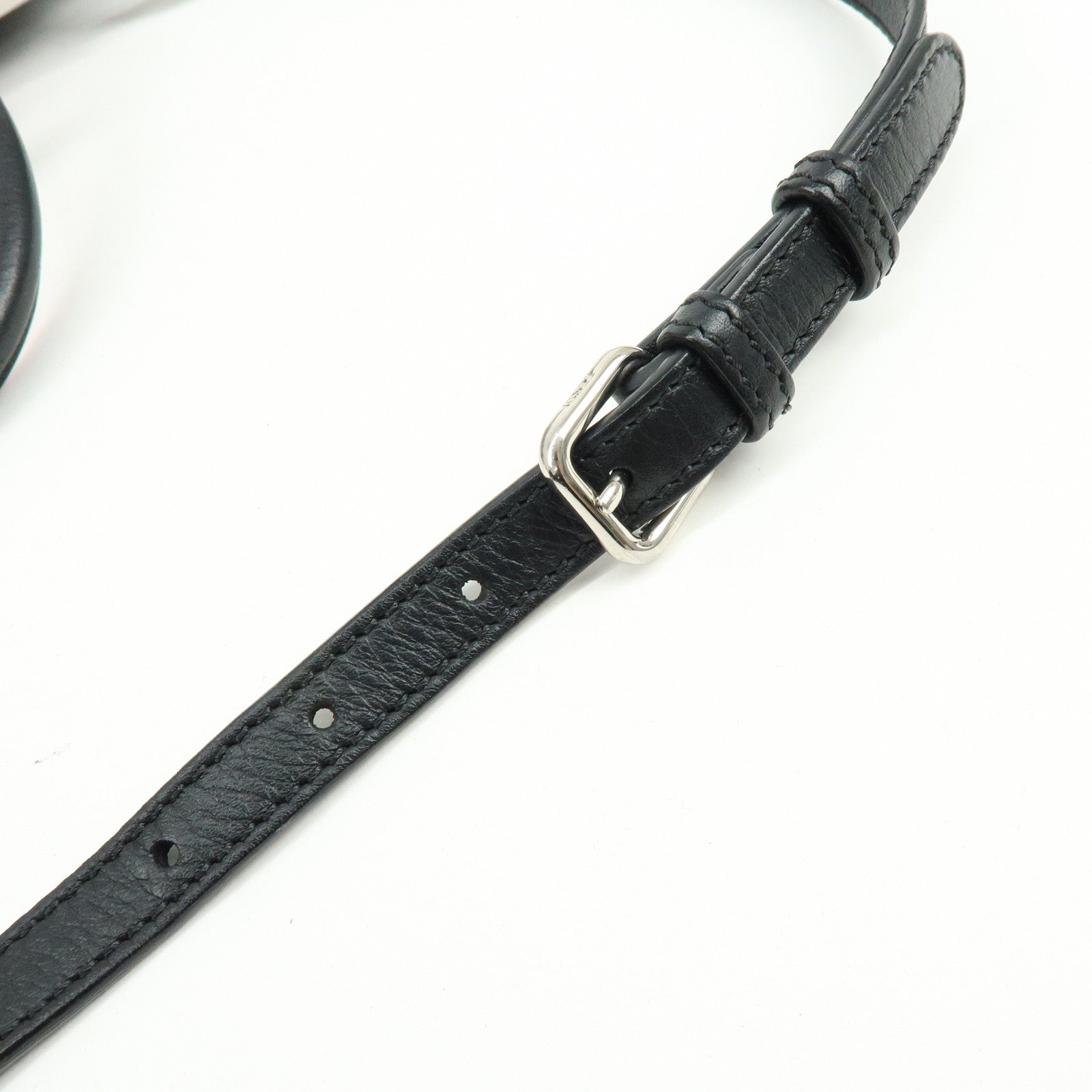 FENDI Trois Jours Leather 2Way Bag Hand Bag Shoulder Bag Black