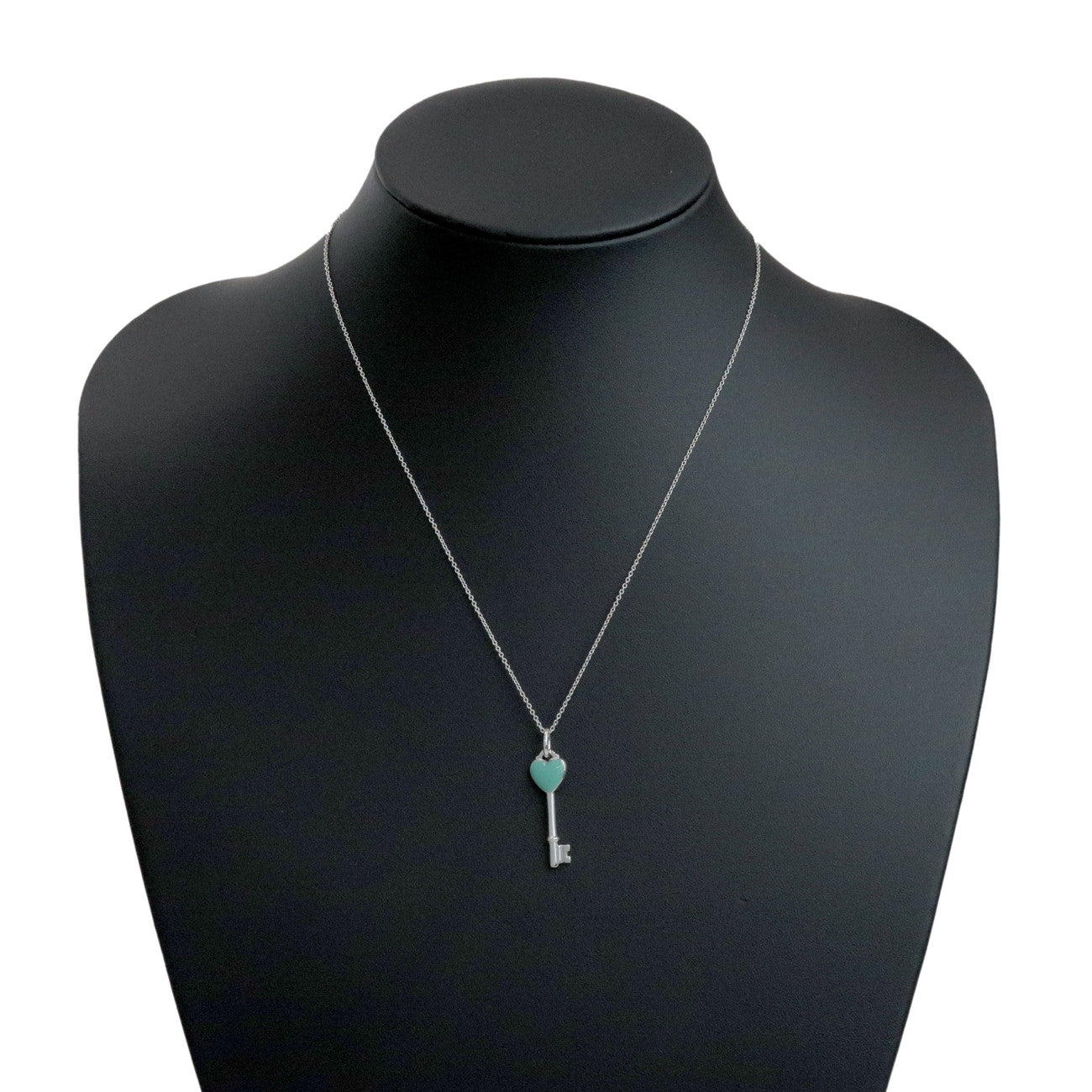 Tiffany & Co Heart Key Charm Necklace SV925 Silver Blue