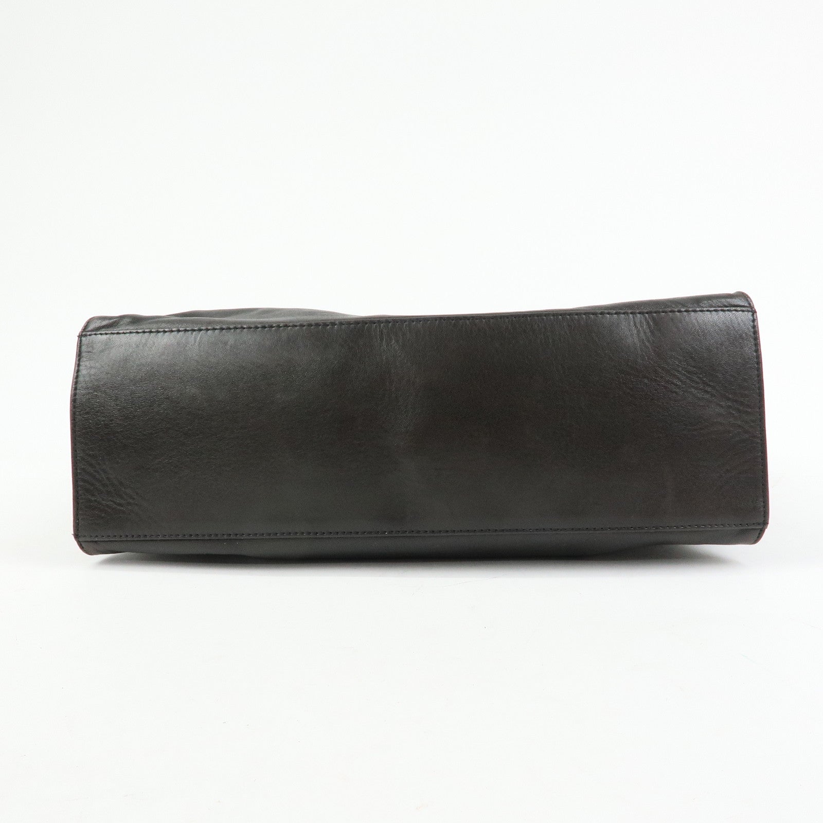 CHANEL COCO Mark Lamb Skin Tote Bag Shoulder Bag Dark Brown
