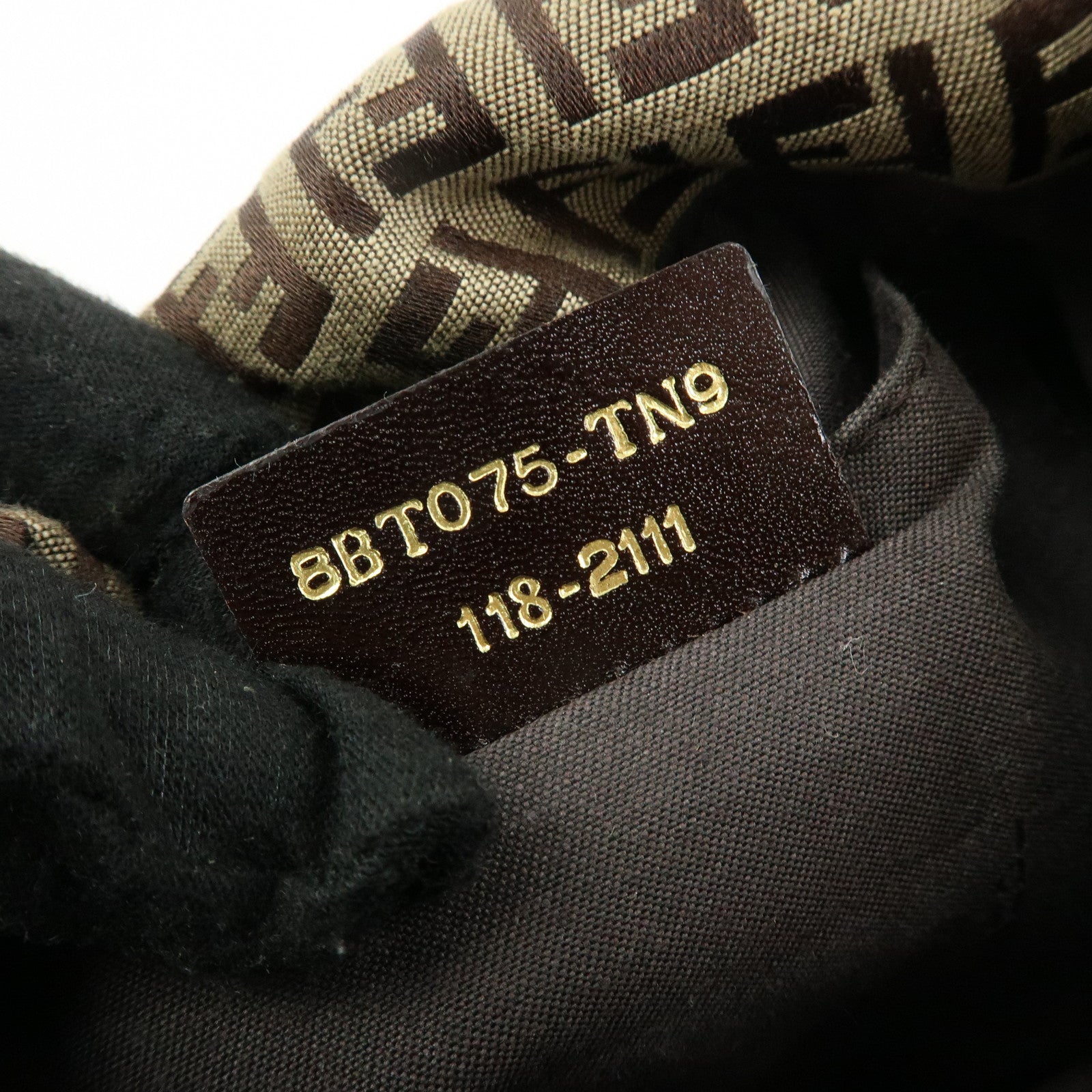 FENDI Zucchino Canvas Leather Shoulder Crossbody Bag Brown 8BT075