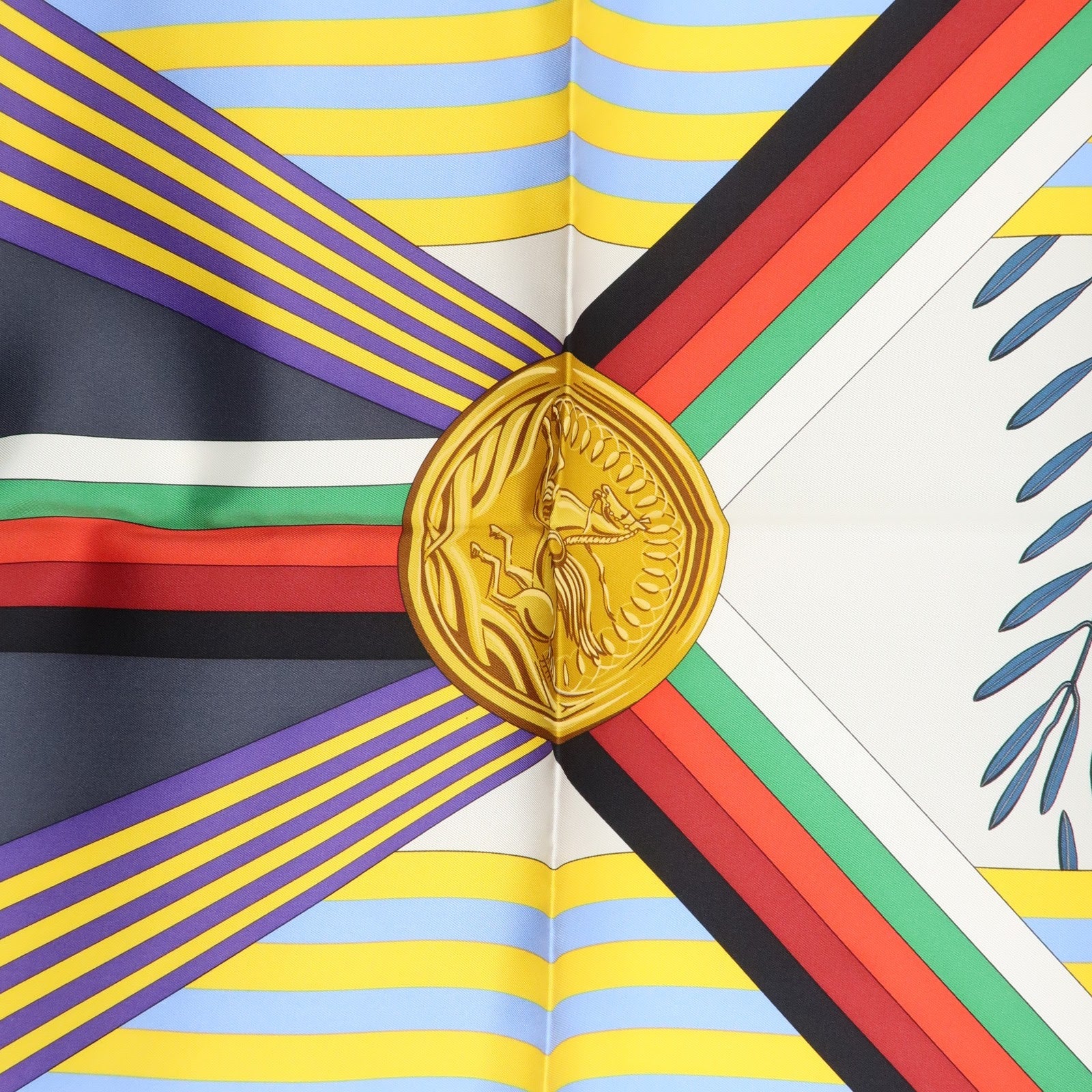 HERMES Carre 90 Silk 100% Scarf LES JEUX D'HERMES Black Used