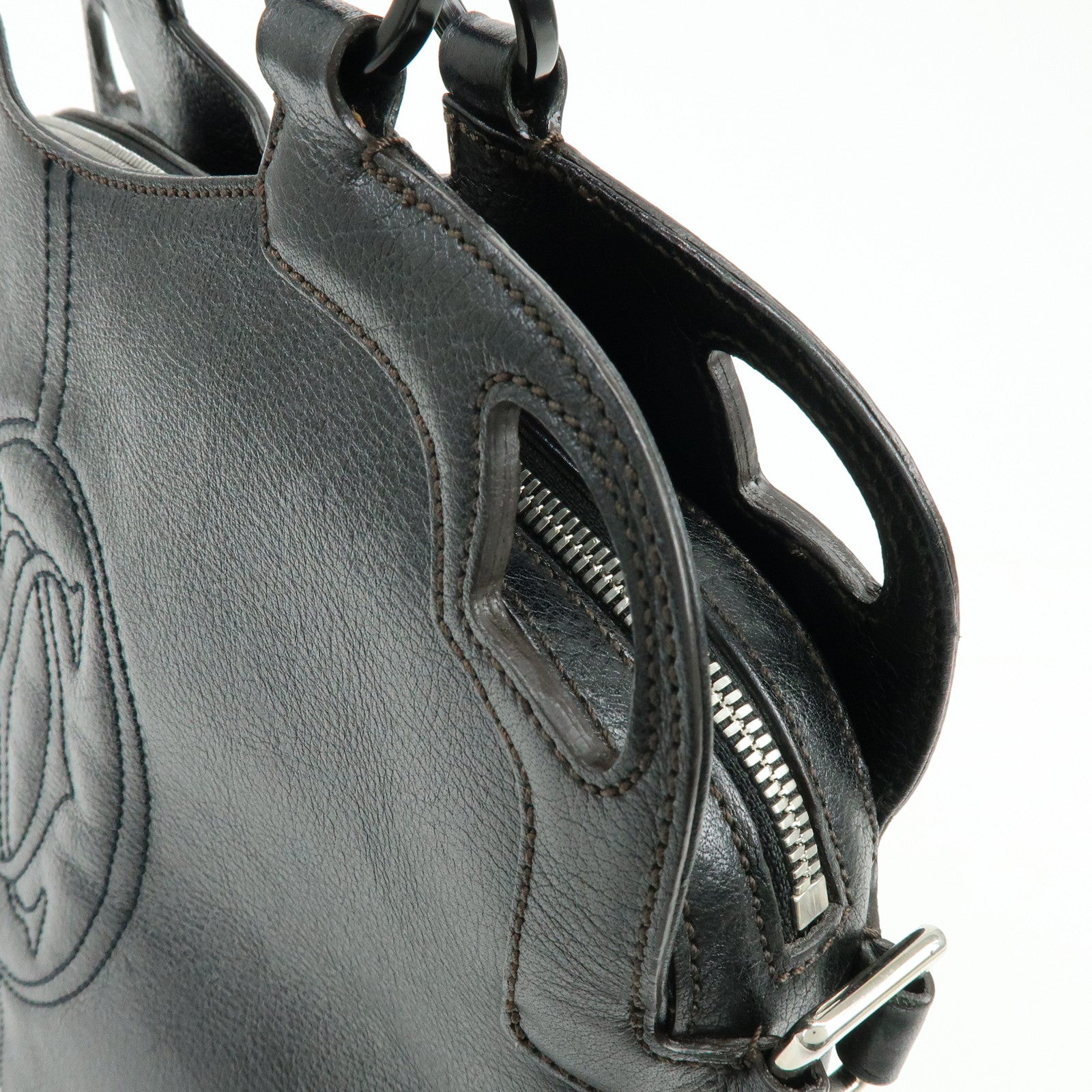 Cartier Marcello de Cartier Leather 2Way Shoulder Hand Bag Black