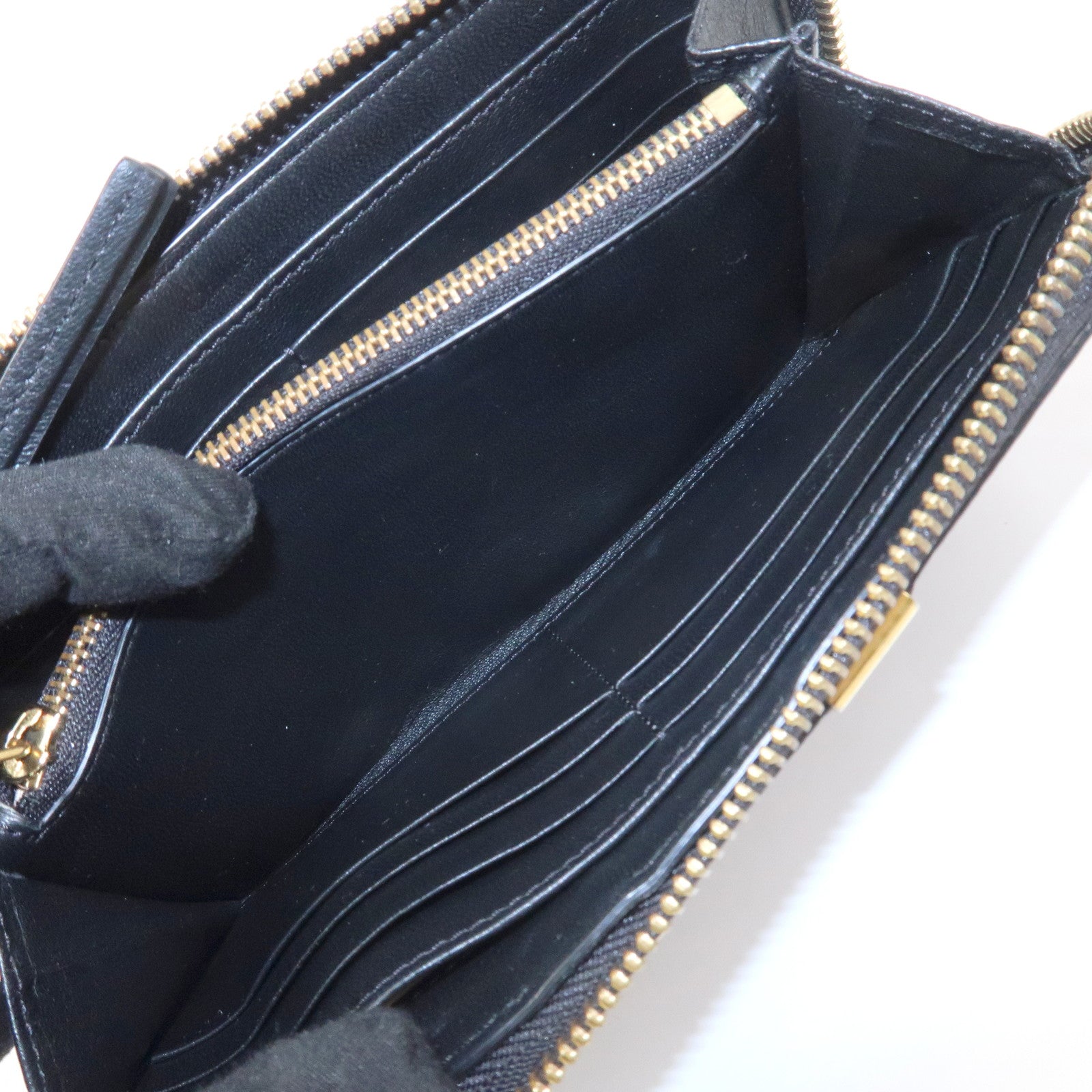 Chloe Marcie Leather Zippy Long Wallet Black