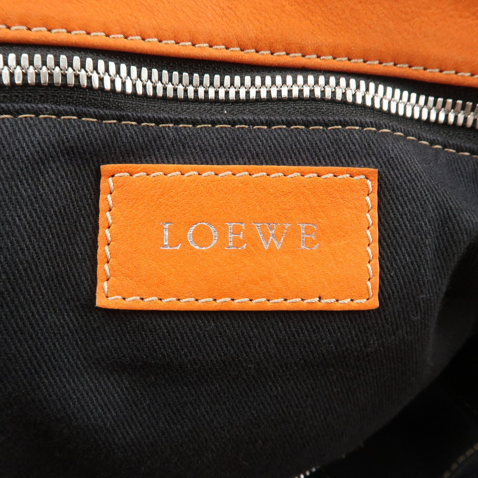 LOEWE Anagram Bolso Leather Tote Bag Shoulder Bag Orange Used