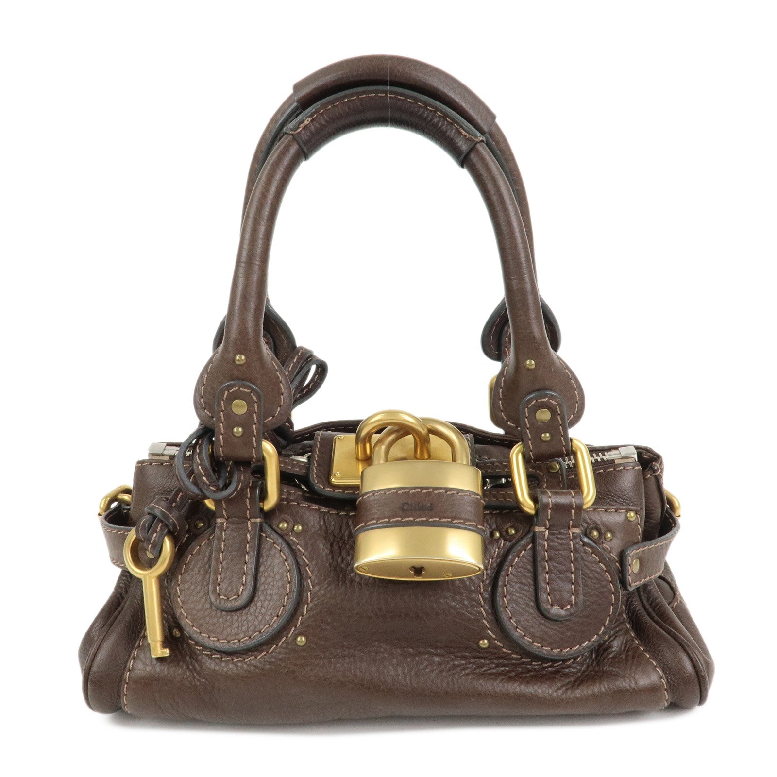 Chloe Paddington MINI Leather Hand Bag Shoulder Bag Brown