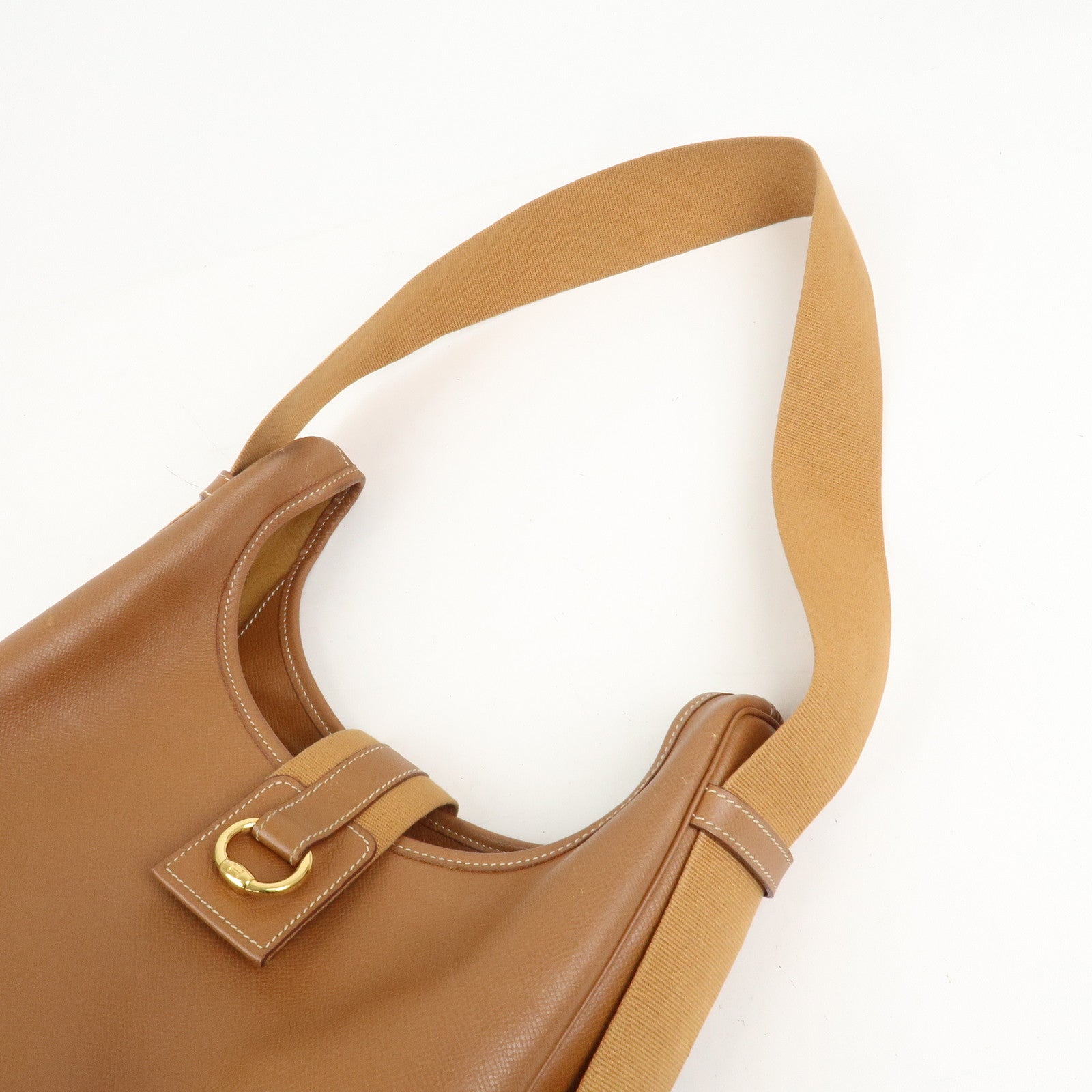 HERMES Saco Leather Shoulder Bag B Stamped Brown Gold HDW